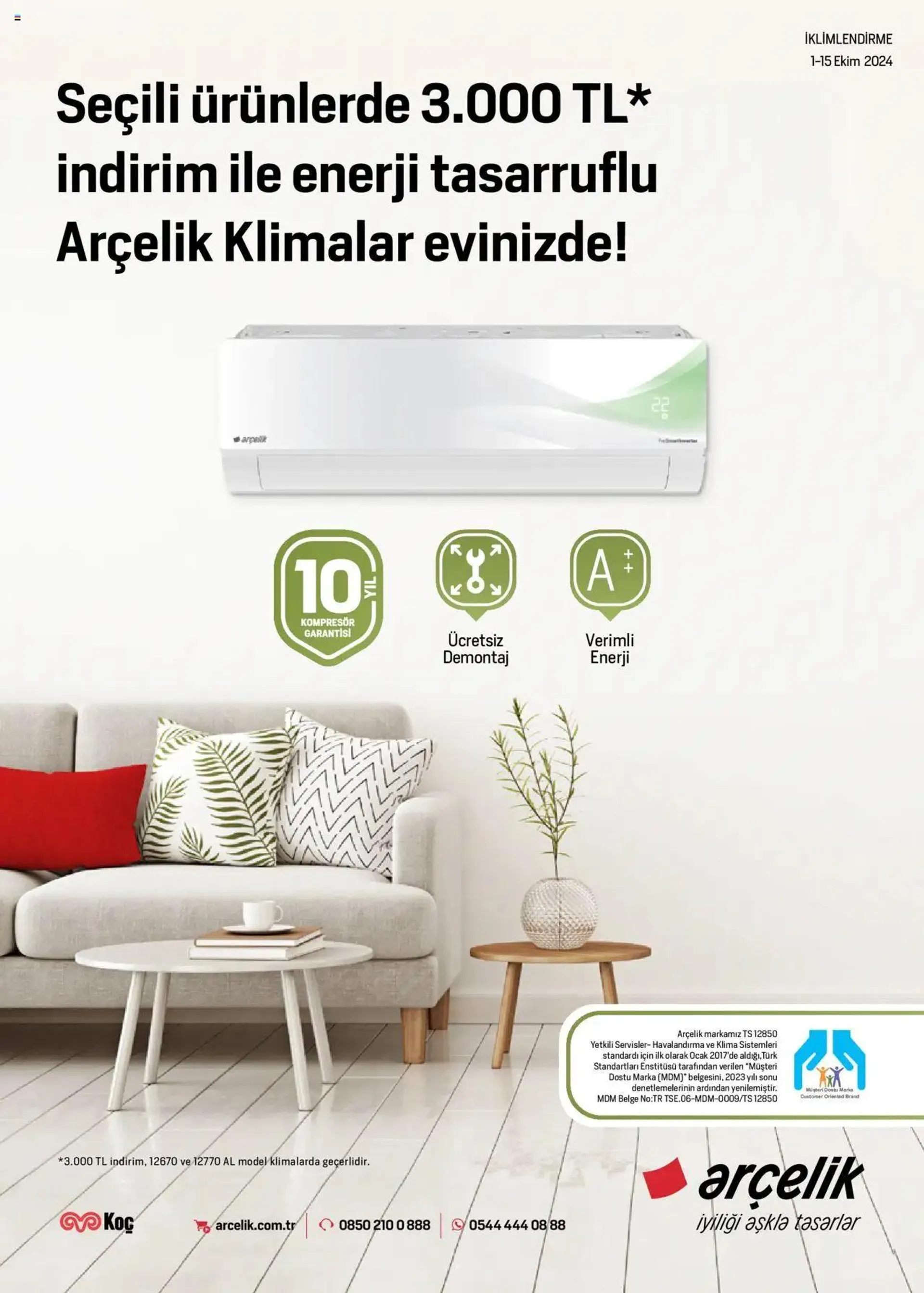 Katalog Arçelik İklimlendirme Kataloğu 1 Ekim - 15 Ekim 2024 - aktüel Sayfa 1