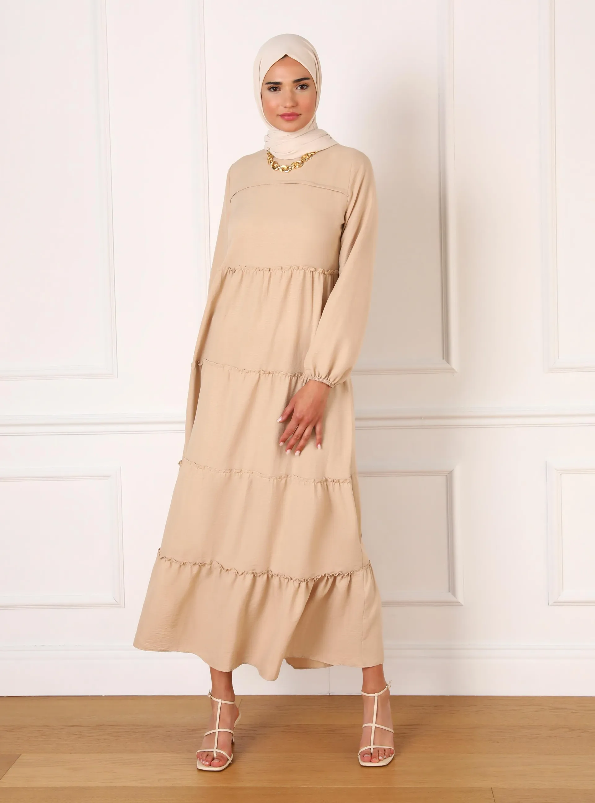 Beige - Modest Dress