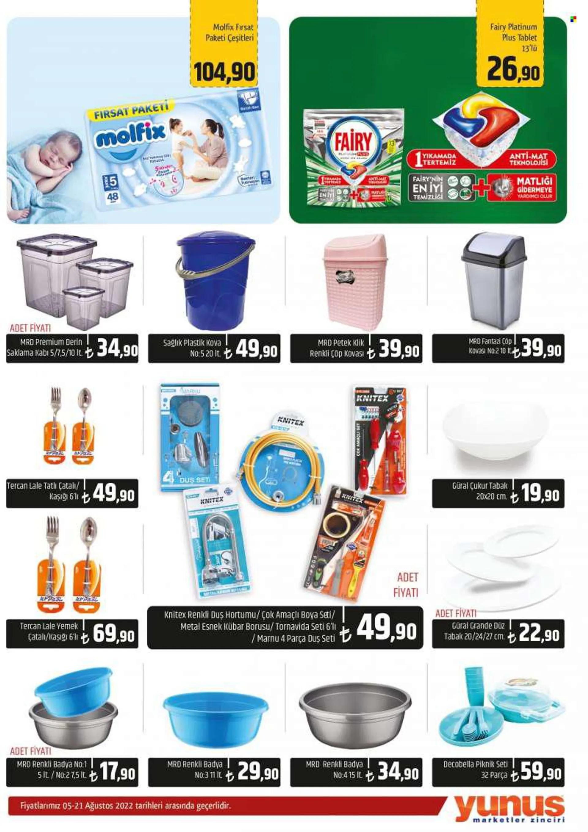 Yunus Market aktüel ürünler, broşür  - 8.5.2022 - 8.21.2022 - Satıştaki ürünler - tornavida, tablet, çöp kovası. Sayfa 5.