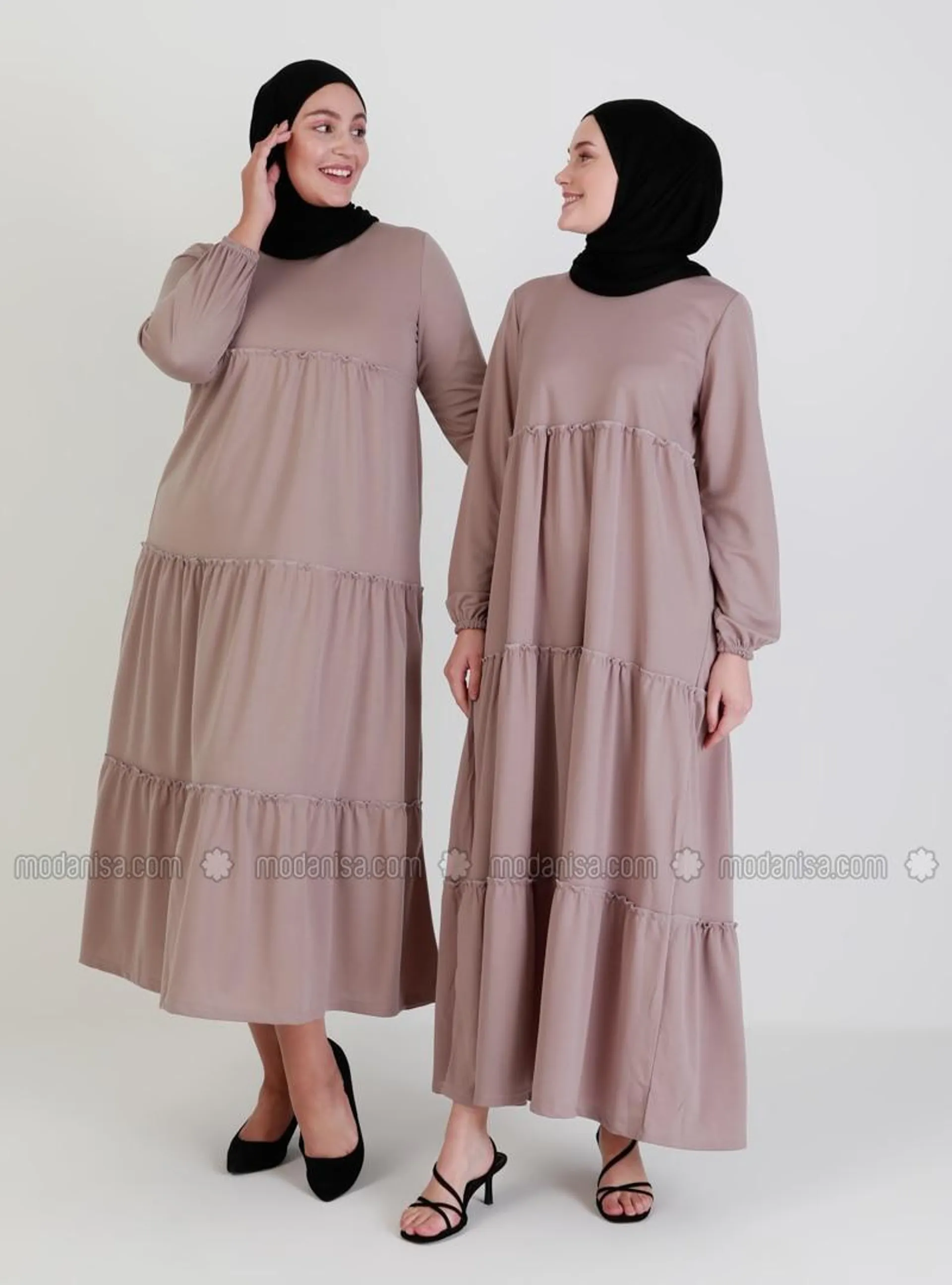 Mink - Crew neck - Unlined - Modest Dress