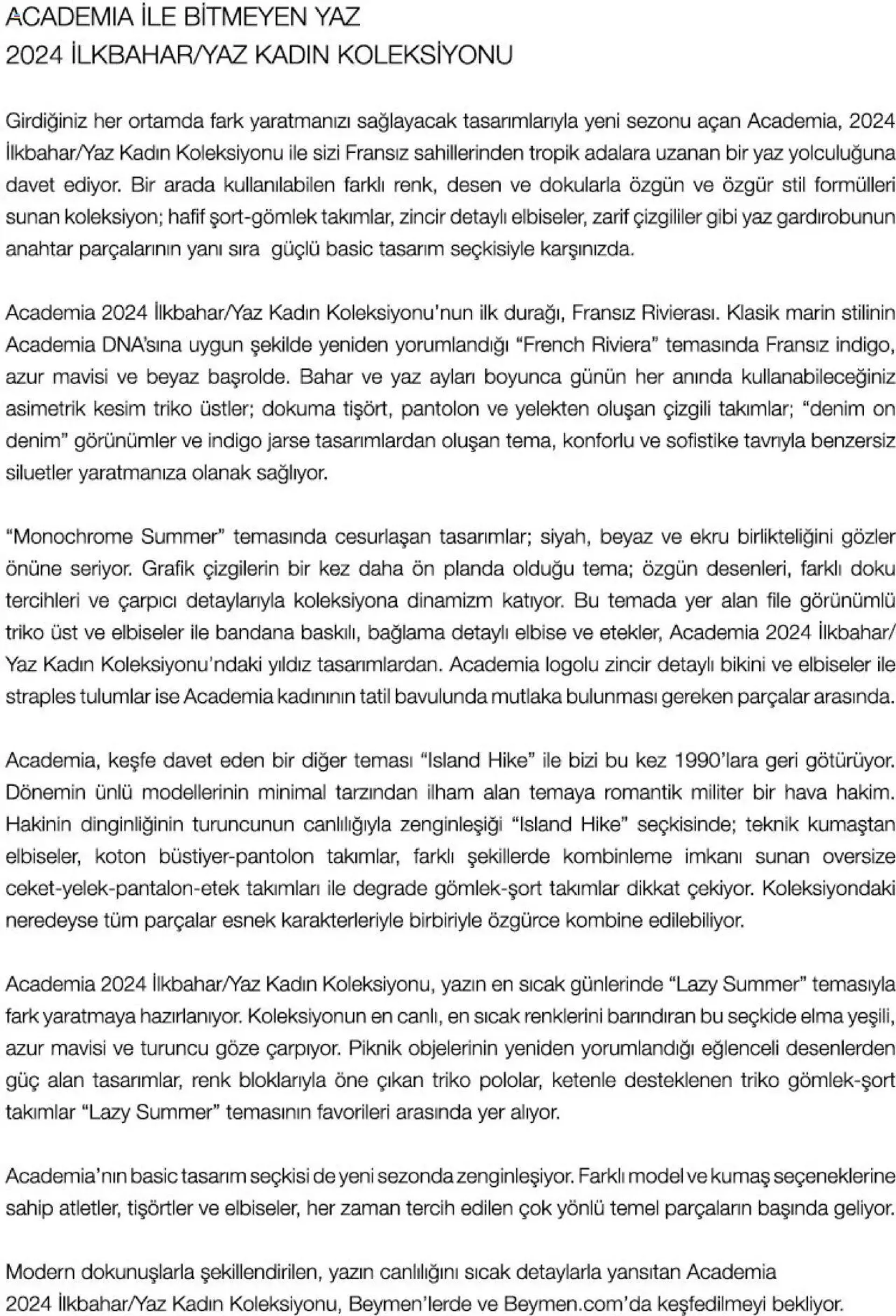 Beymen - Academia Kadın - 1 Mart 31 Aralık 2024 - Page 2