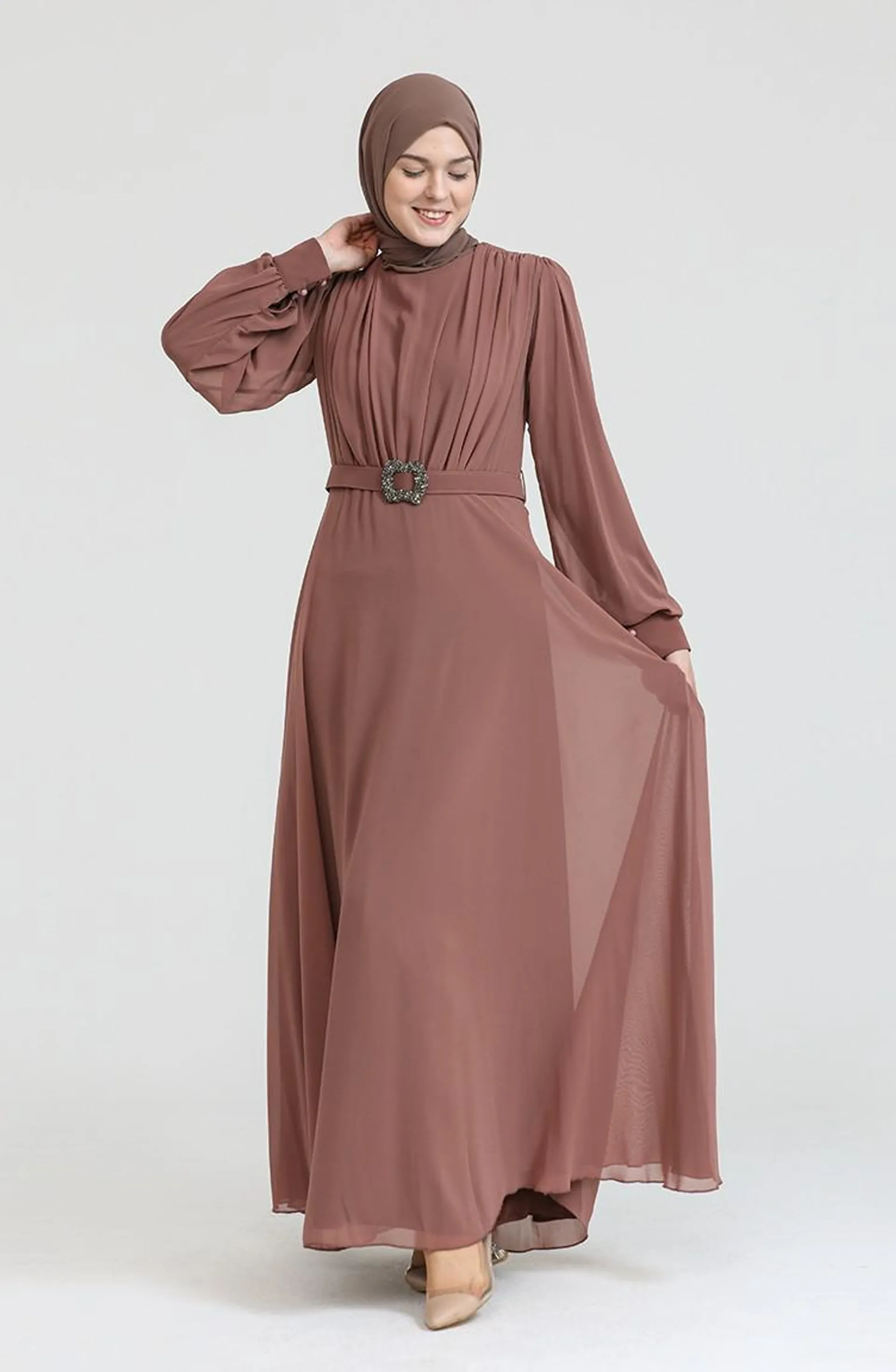 Earth Hijab Evening Dress 5505-03