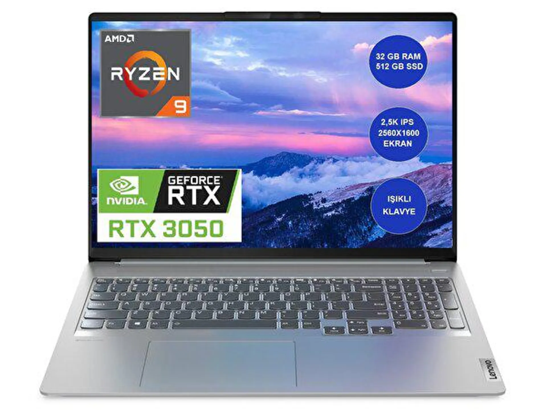 IdeaPad 5 Pro 82L500XTTX Ryzen 9 5900HX 16" 32 GB RAM 512 GB SSD 4 GB RTX3050 FreeDOS Laptop