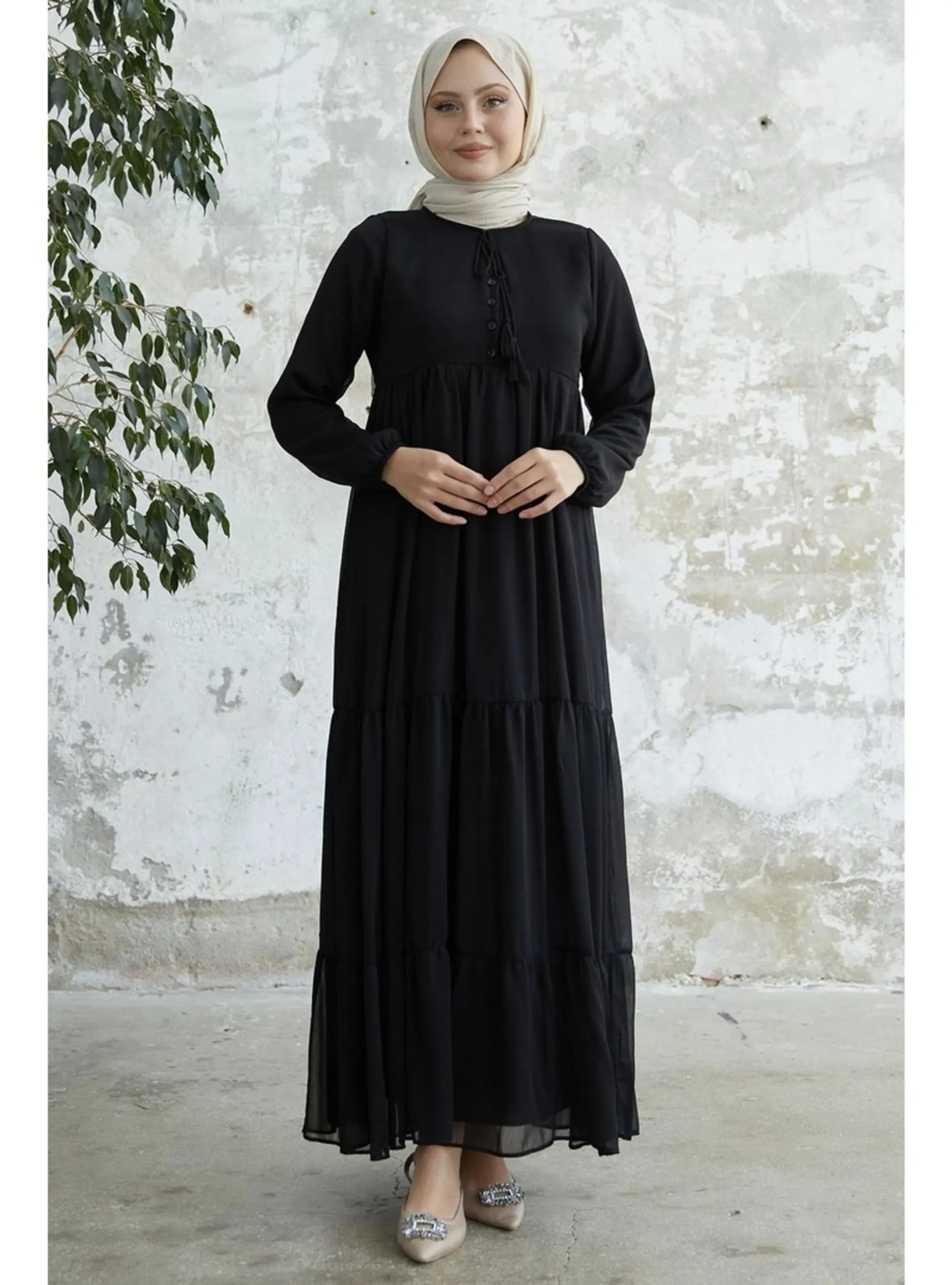 Black - Fully Lined - Modest Dress