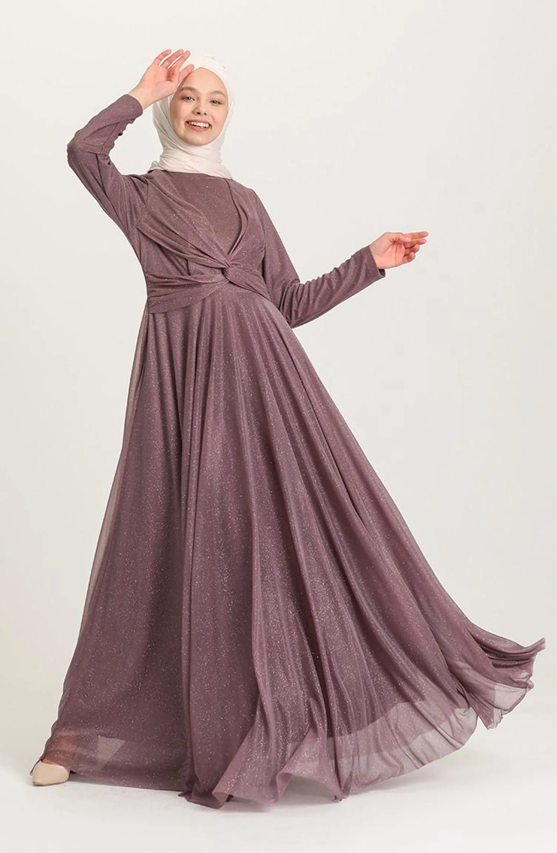 Violet Hijab Evening Dress 5397-04