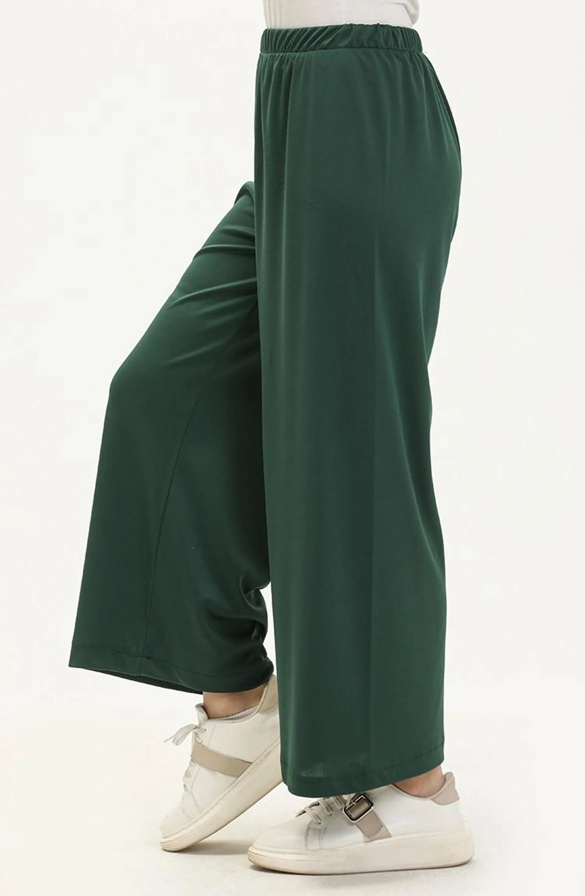 Elastic Waist Wide Leg Pants 1000-04 Emerald Green 1000-04