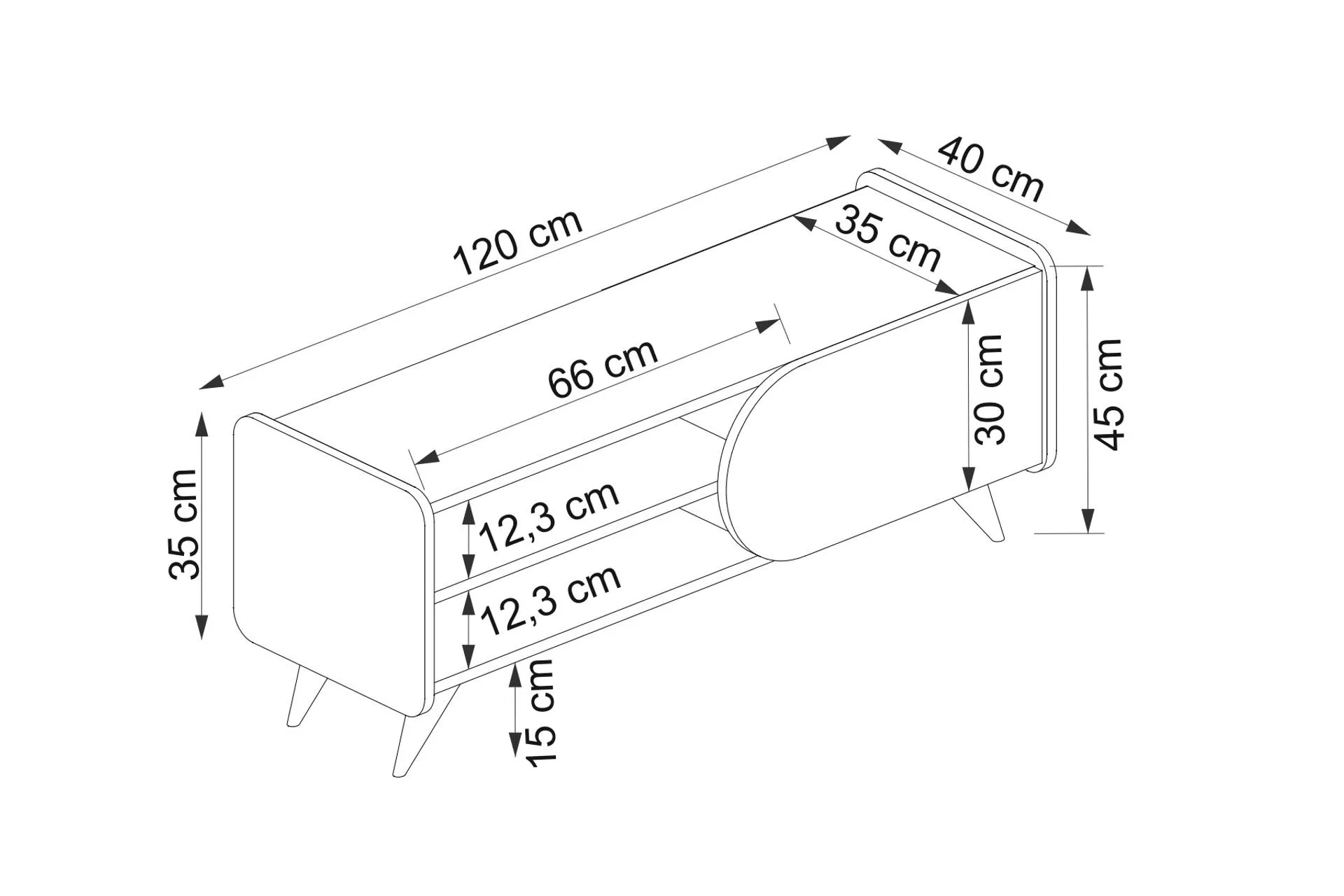 MİNDY TV SEHPASI, SAFİRMEŞE BEYAZ, 120 CM