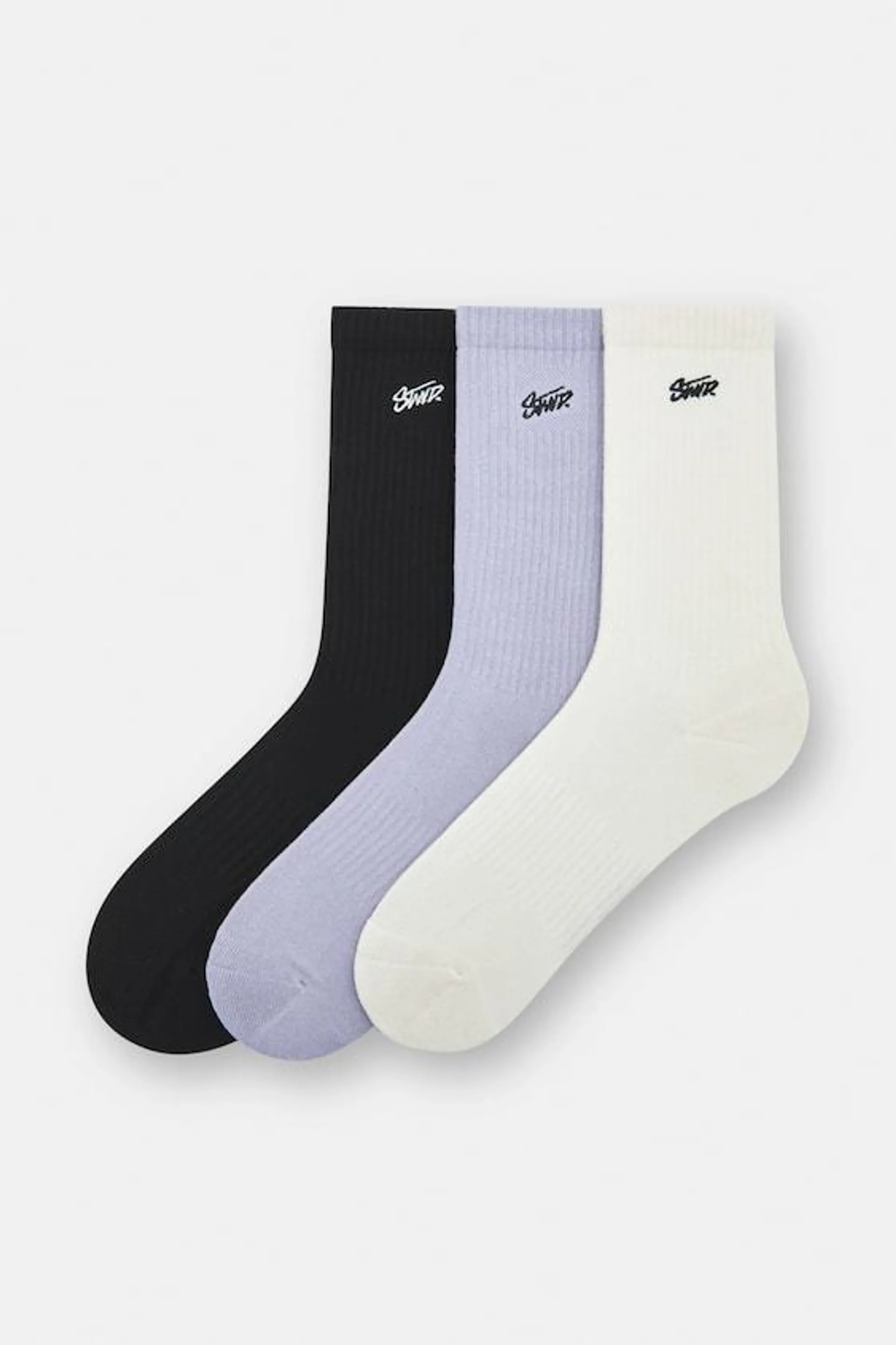 PACK OF 3 PAIRS OF LILAC EMBROIDERED SOCKS