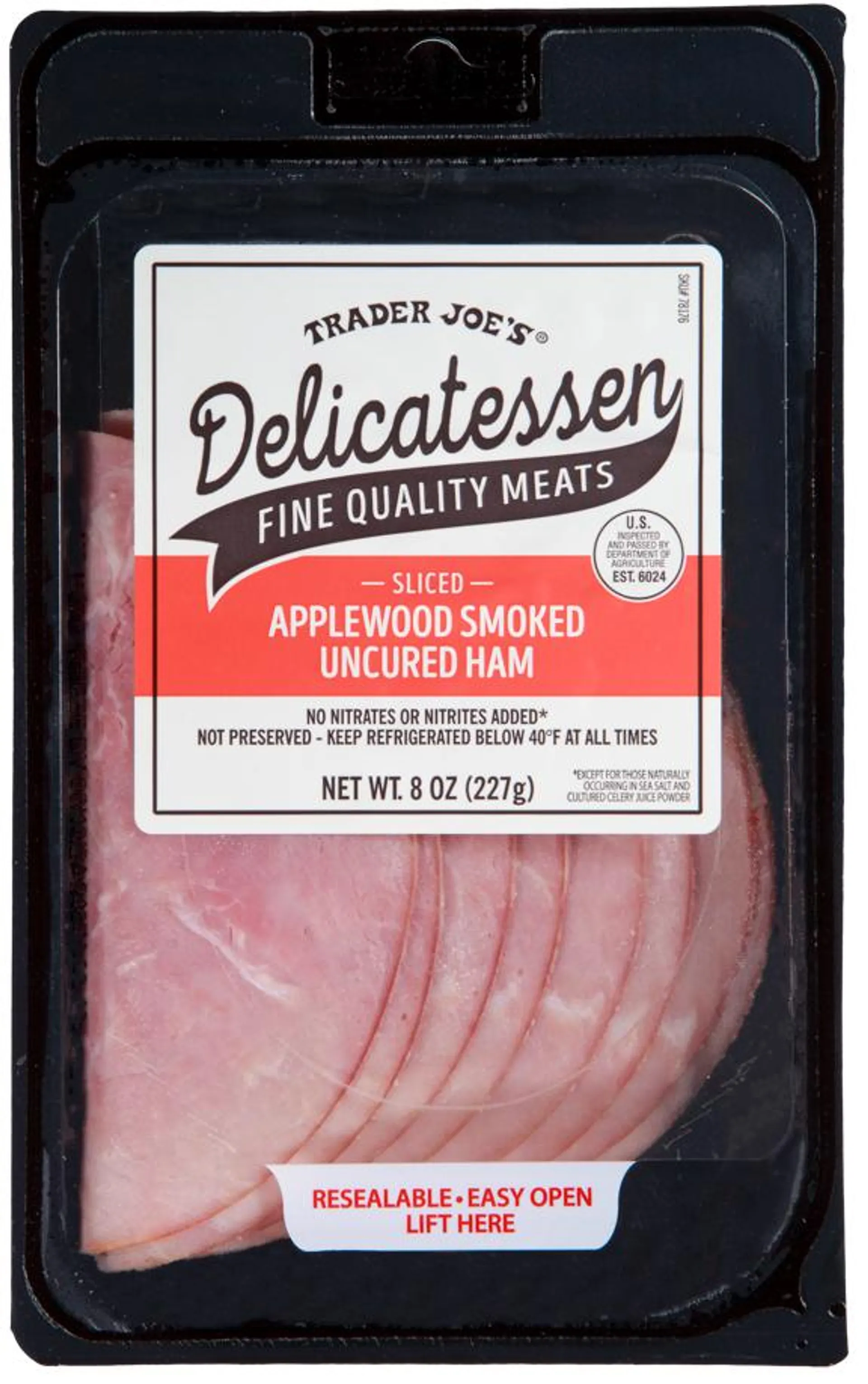 Sliced Applewood Smoked Uncured Ham