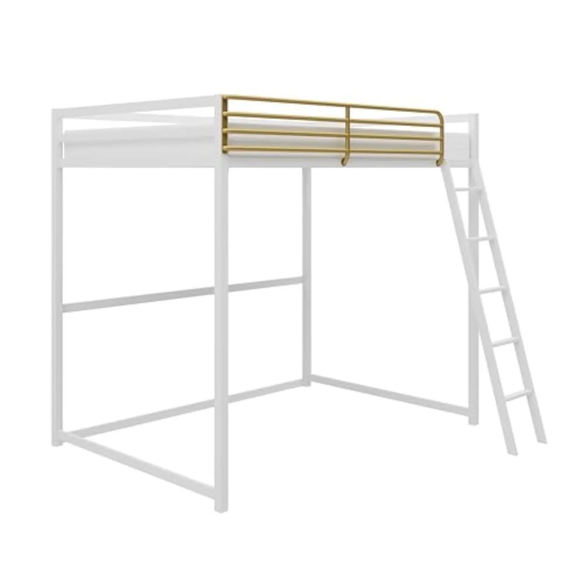 thinkstar Little Seeds Haven Metal Loft Bed Frame For Kids, Full, White