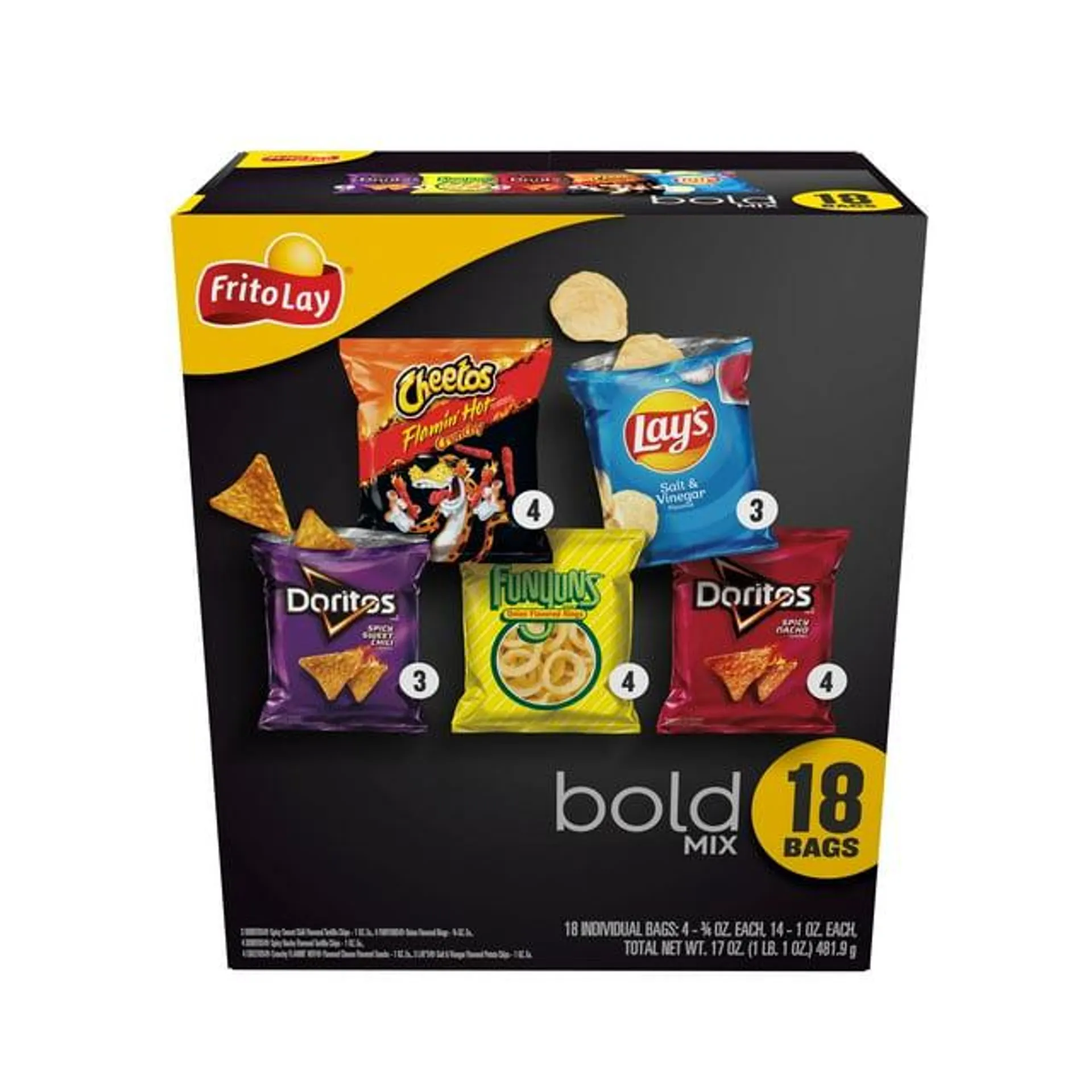 Frito-Lay Bold Mix Variety Pack Snack Chips, 18 Count Multipack