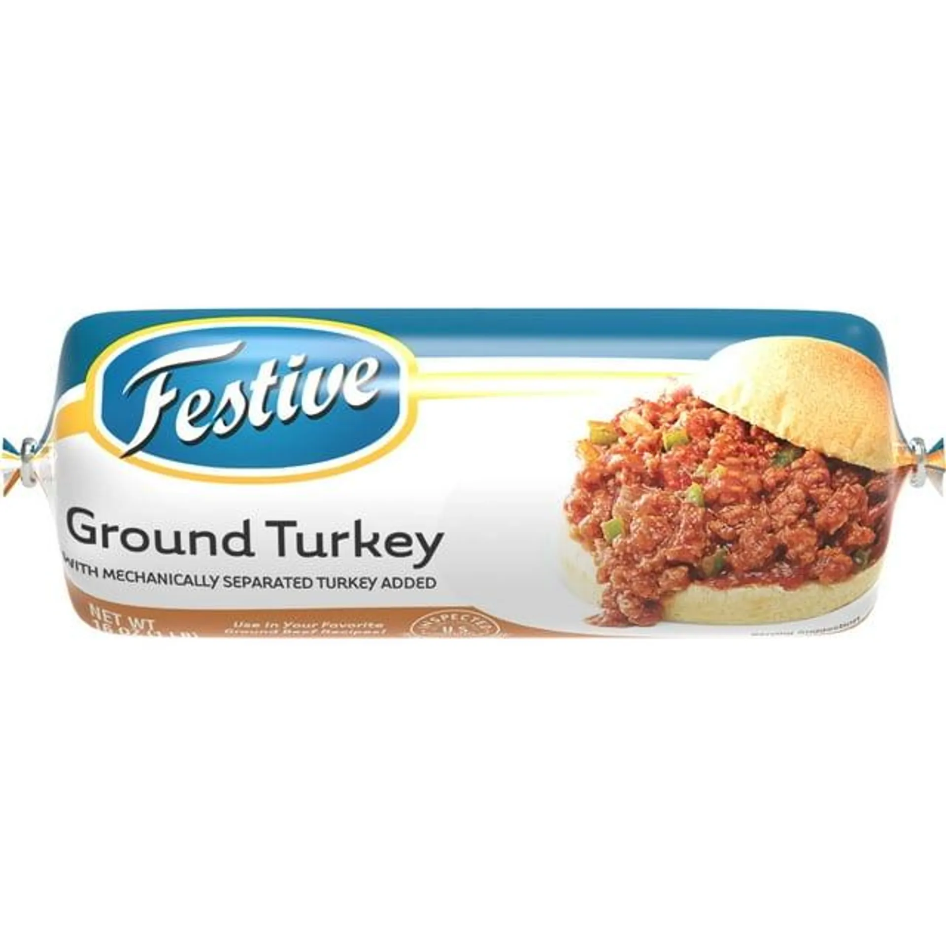 FESTIVE Ground Turkey, Frozen, 1 lb Roll