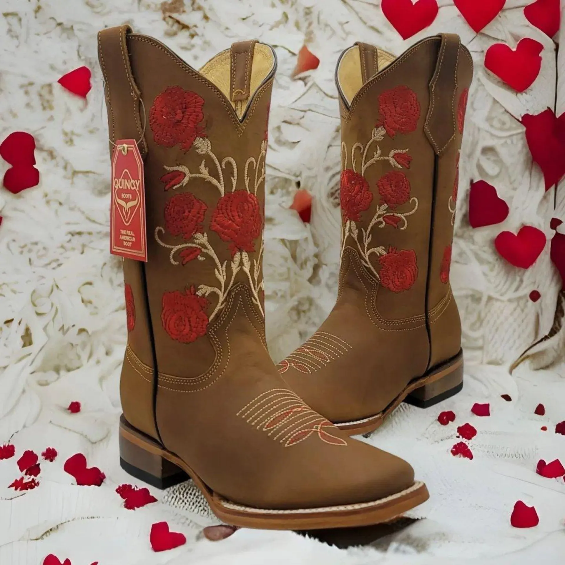 Botas de Cuero con Flores para Mujer en Horma Rodeo Q322RM6231