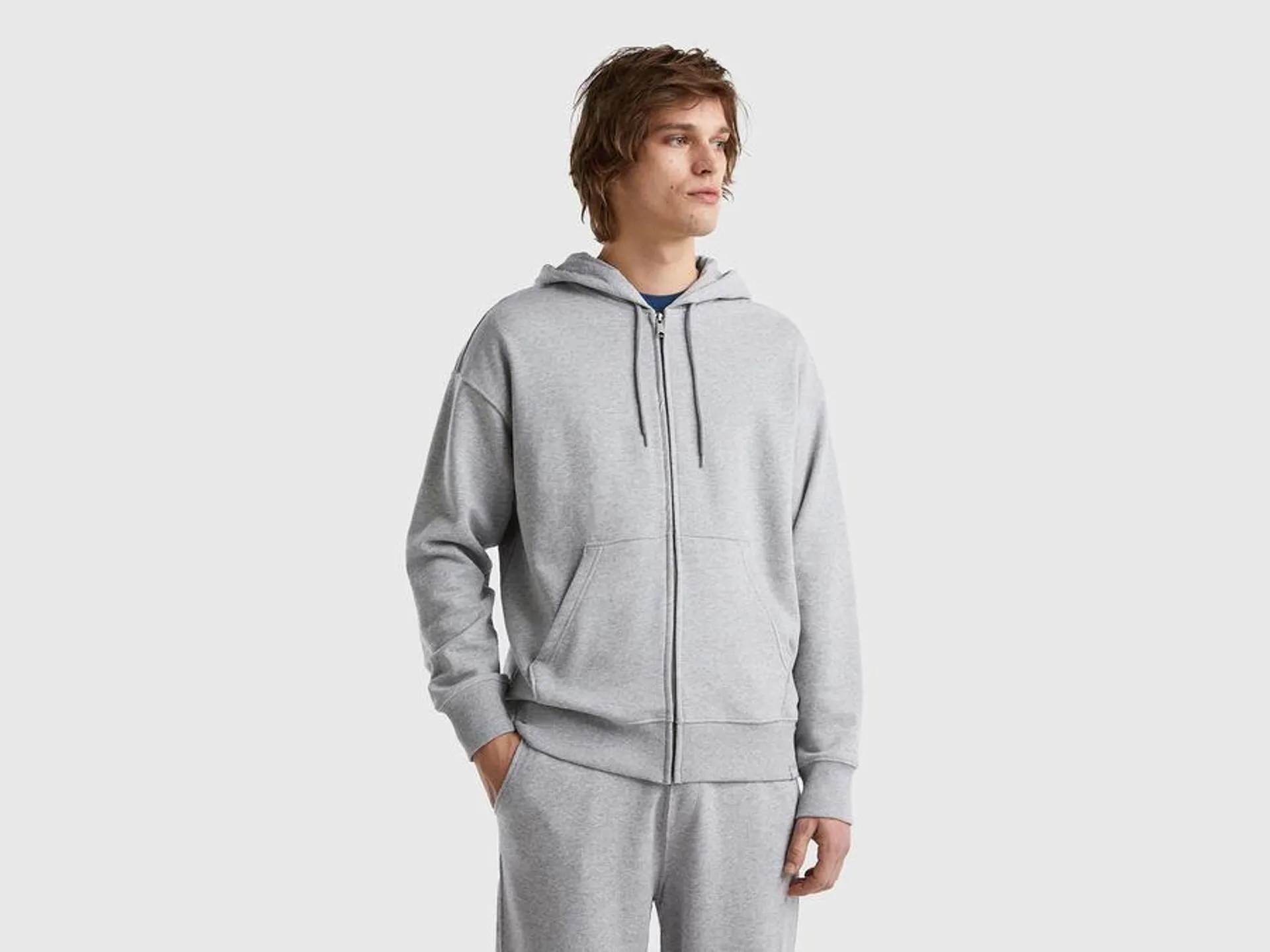 Sweatshirt aus Baumwolle mit Reißverschluss und Kapuze