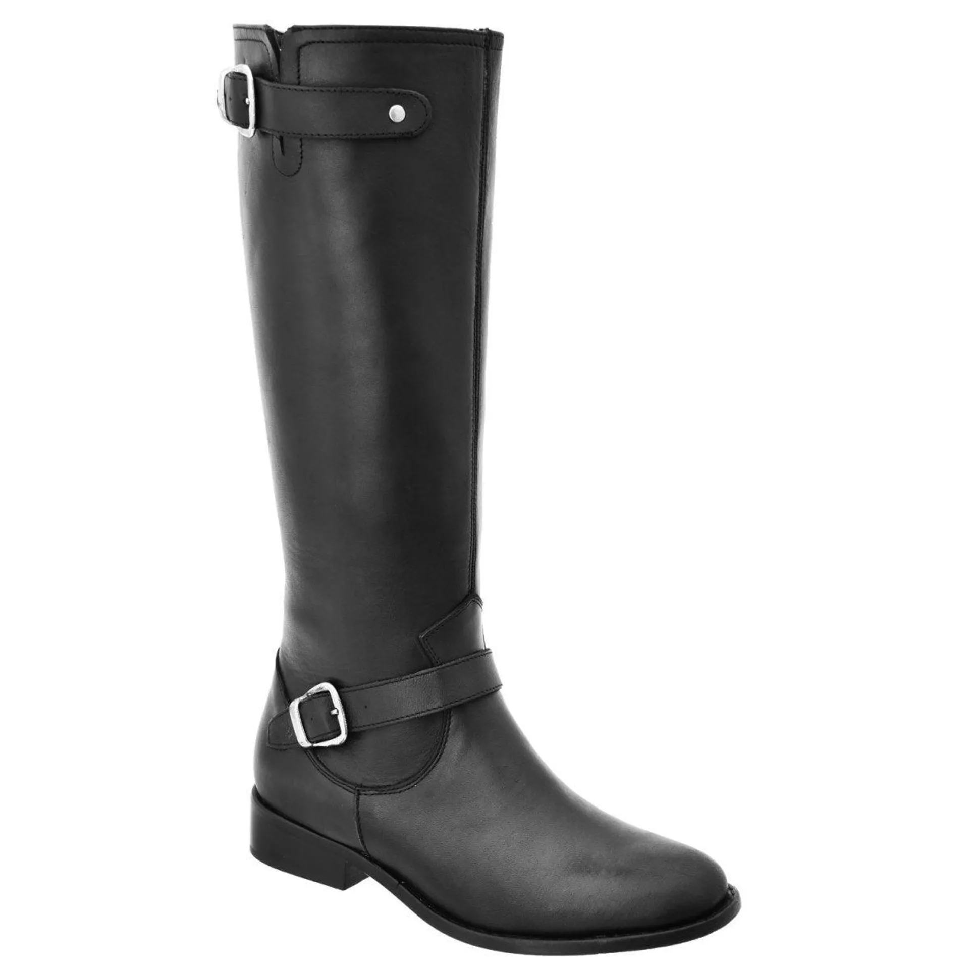 Botas de Cuero Estilo Campera en Color Negro WD-466