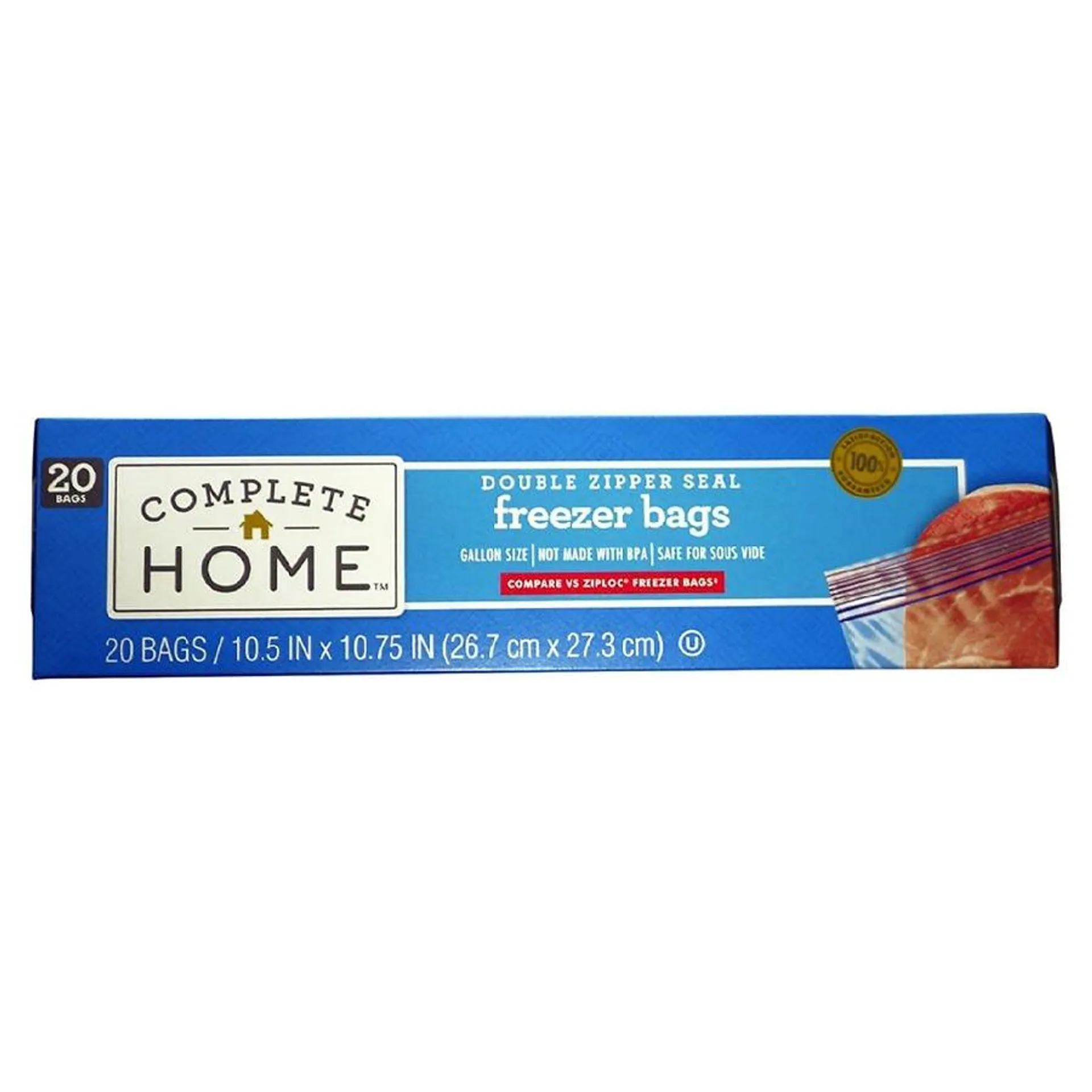 Complete Home Zipper Freezer Bags Gallon, 20.0 ea