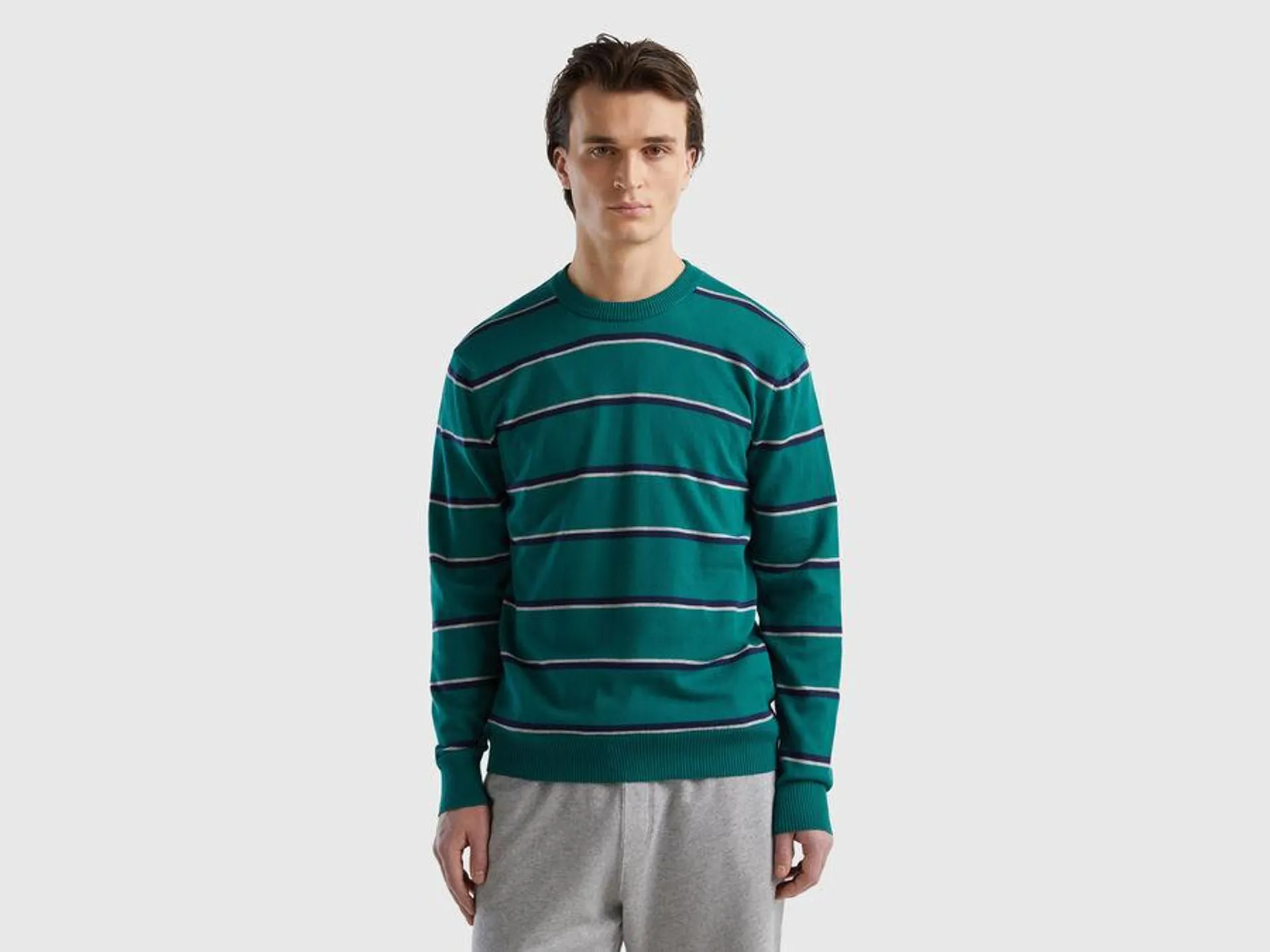 Striped 100% cotton sweater