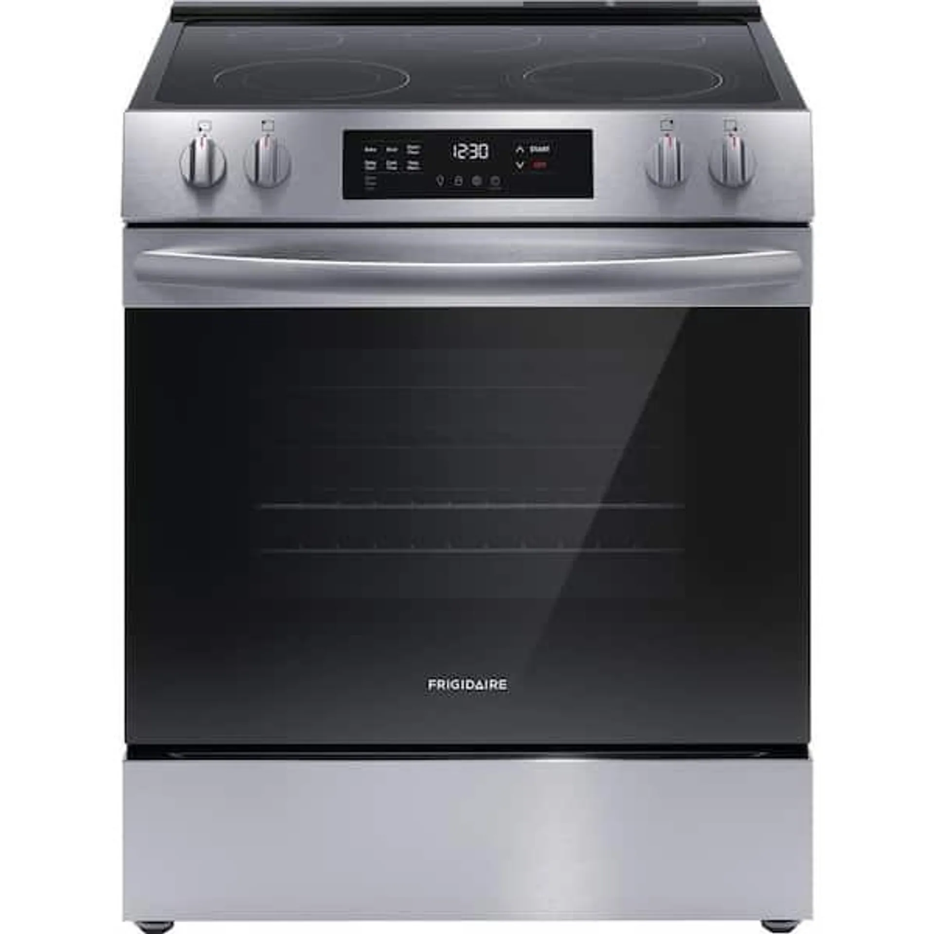 30 in. 5-Burner Element Slide-In Front Control Electric Range with Steam Clean in Stainless Steel