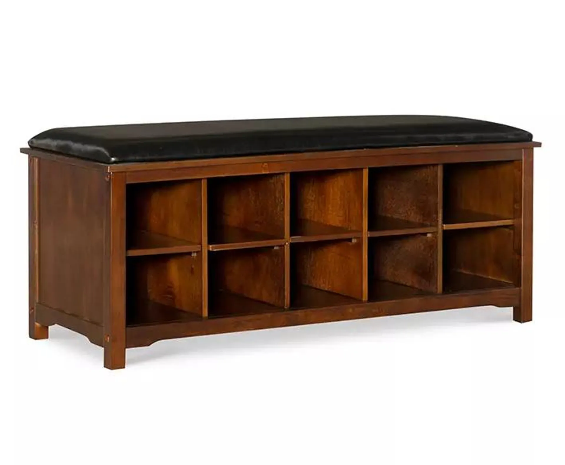 Grant Dark Walnut 10-Cube Cushioned Wood Bench