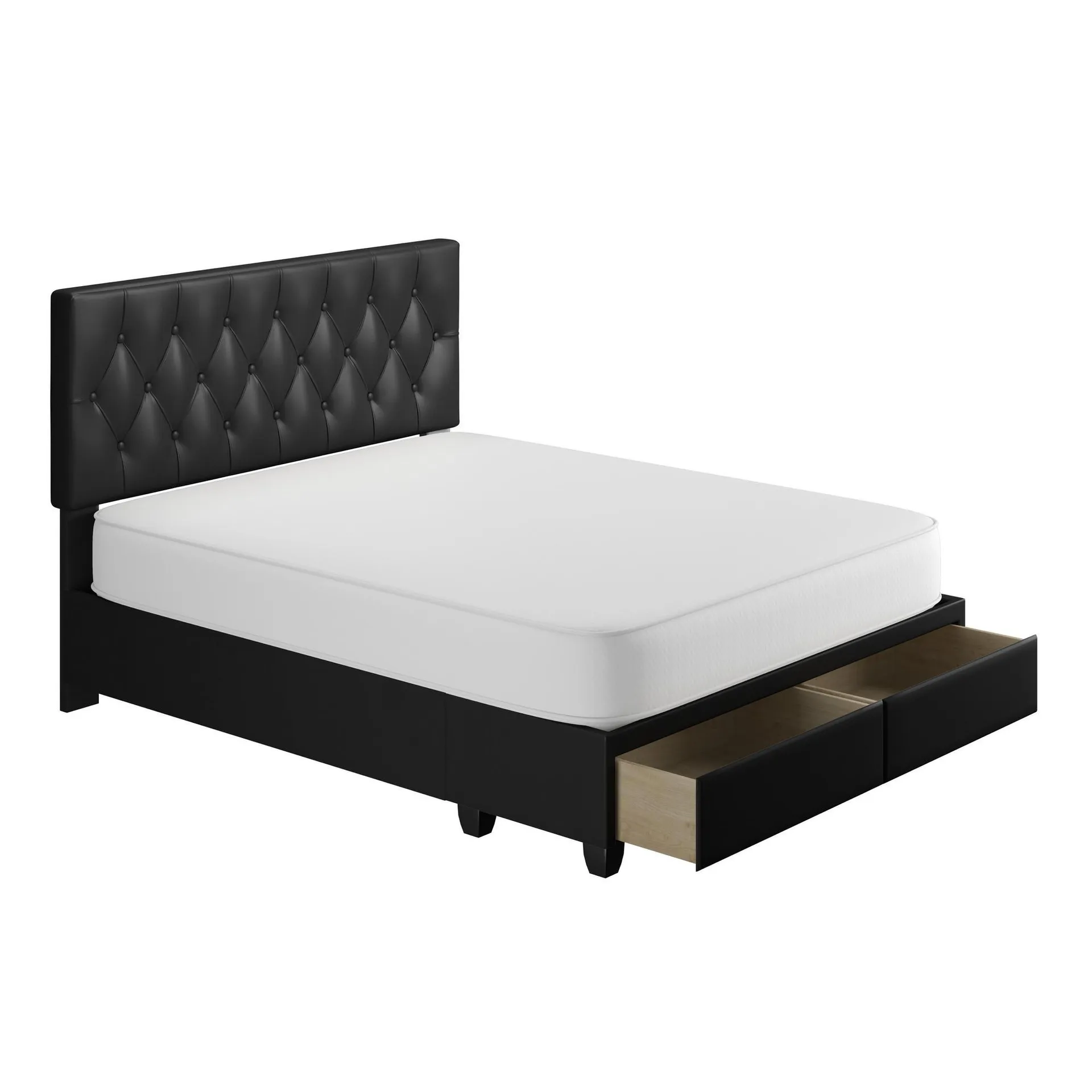 Cama con almacenamiento Uptown con cabecera, pie de cama y bastidor en negro