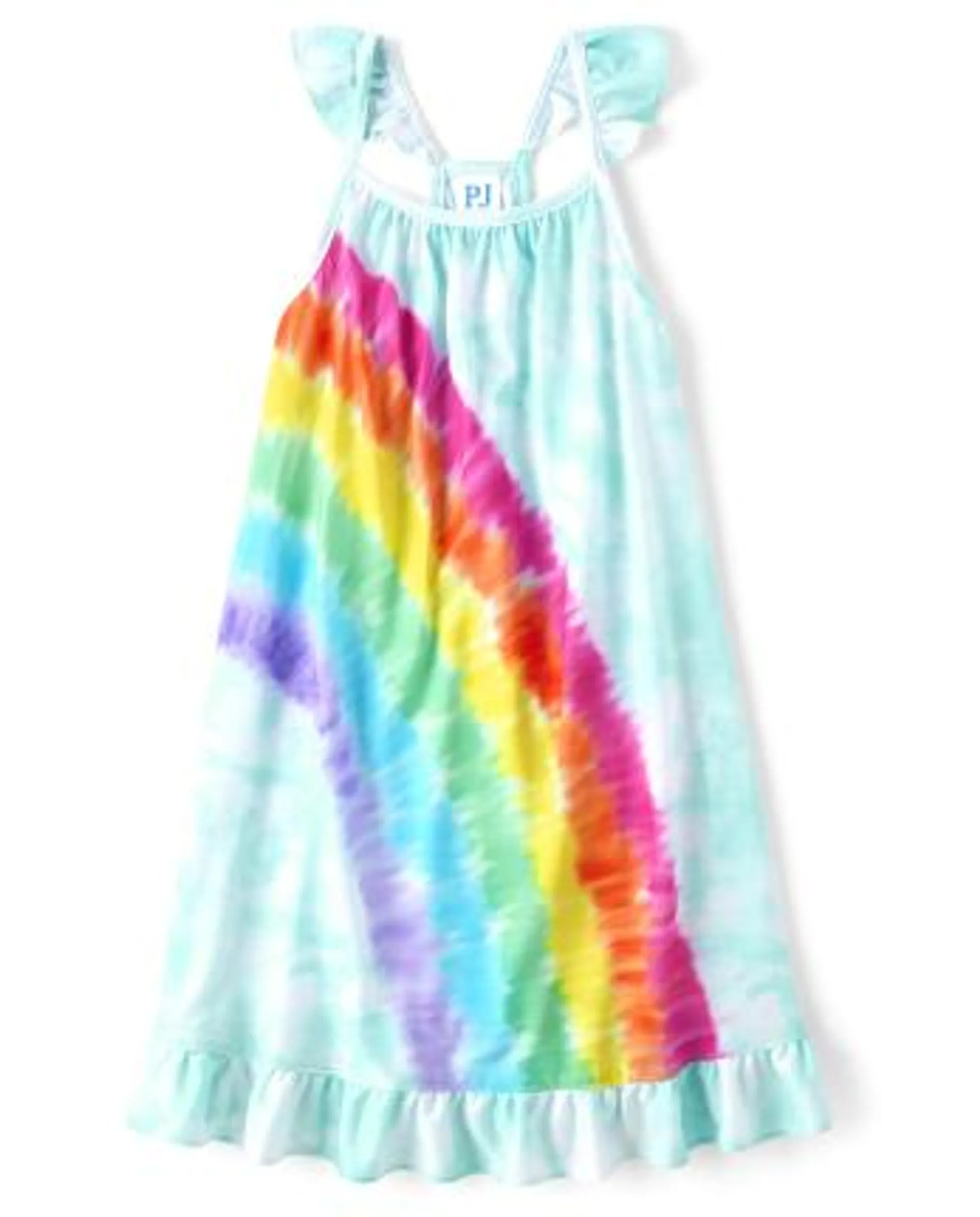 Girls Rainbow Ruffle Nightgown - skydrift