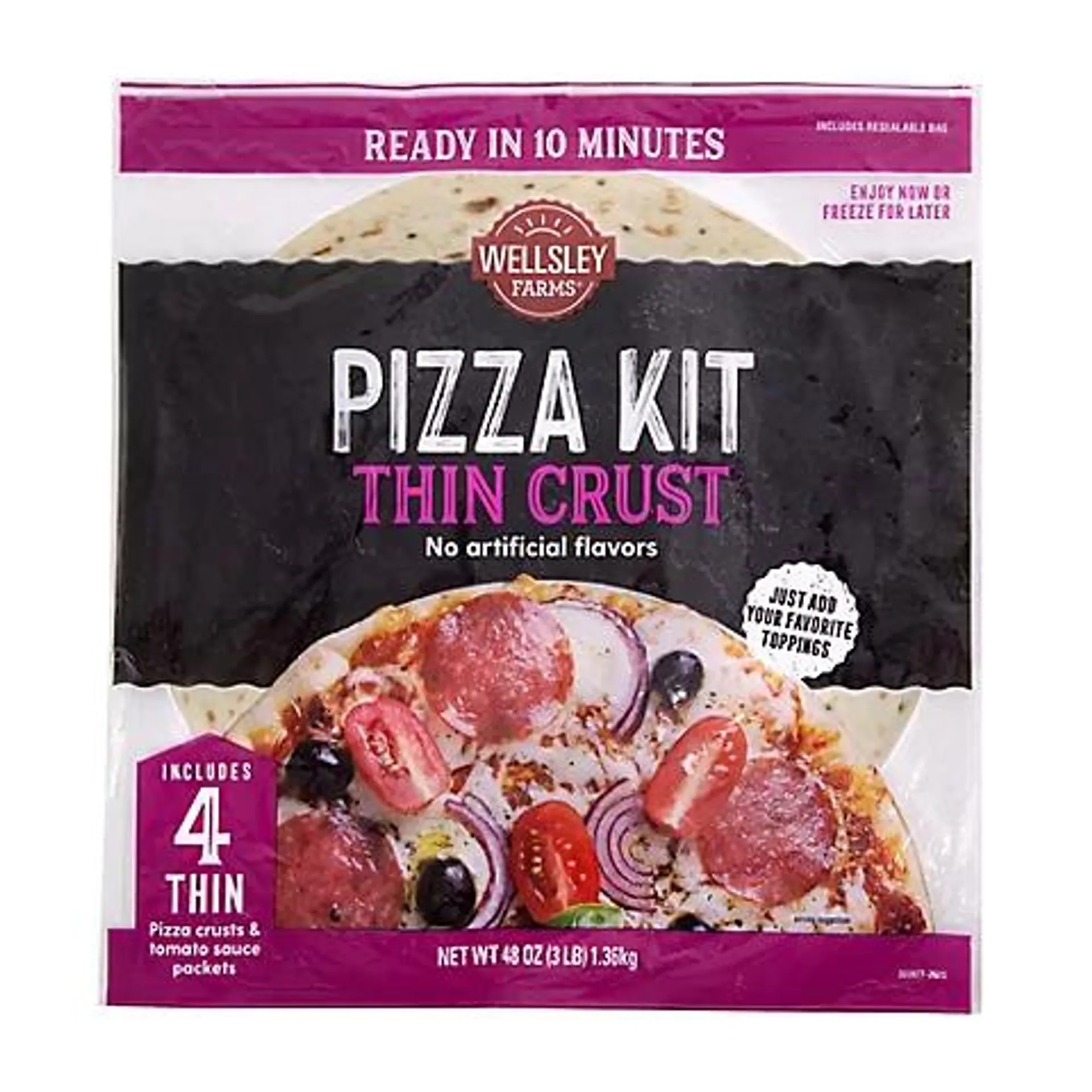 Wellsley Farms Thin Crust Pizza Kit, 4 pk.