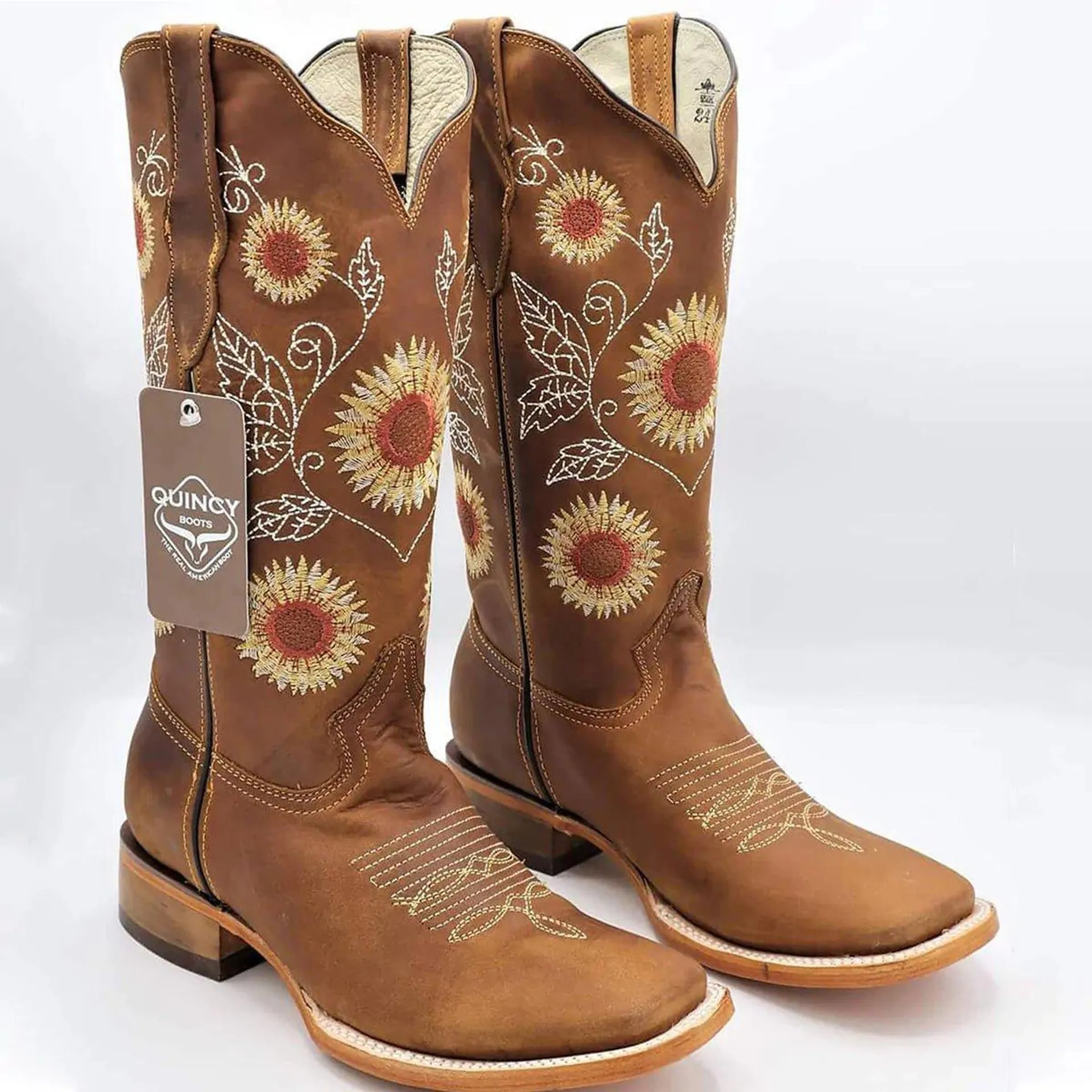 Botas de Cuero con Girasoles para Mujer en Horma Rodeo Q322G6231