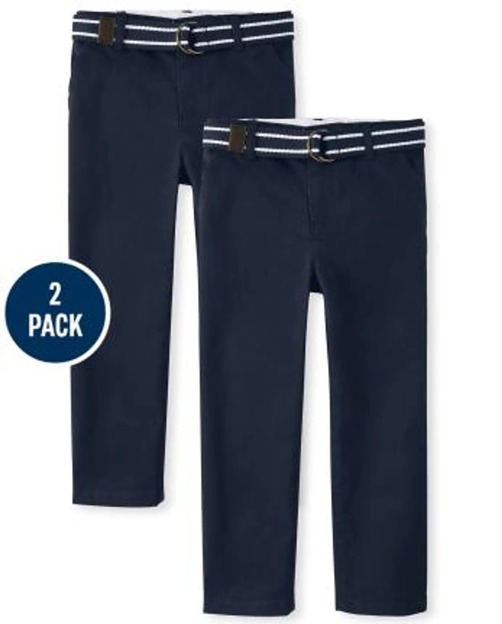 Boys Stain And Wrinkle Resistant Chino Pants 2-Pack - Uniform - navy slate