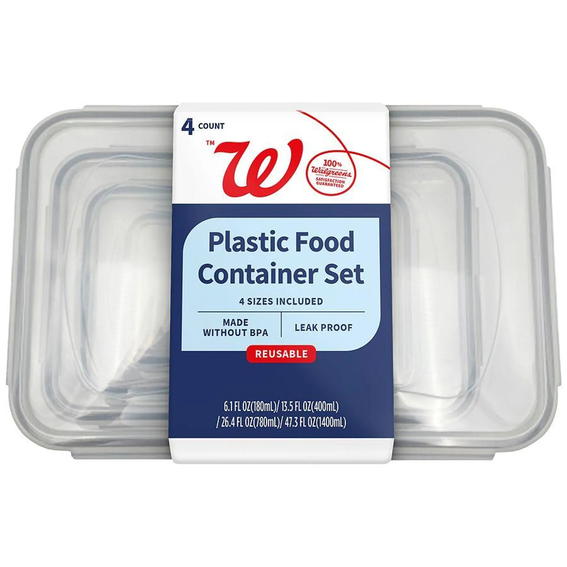 Walgreens Containers Clear With Grey Seal