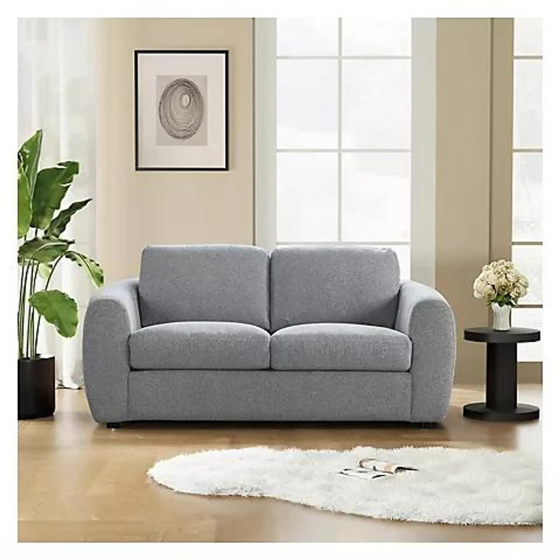 Paige Boucle Fabric Loveseat - Gray