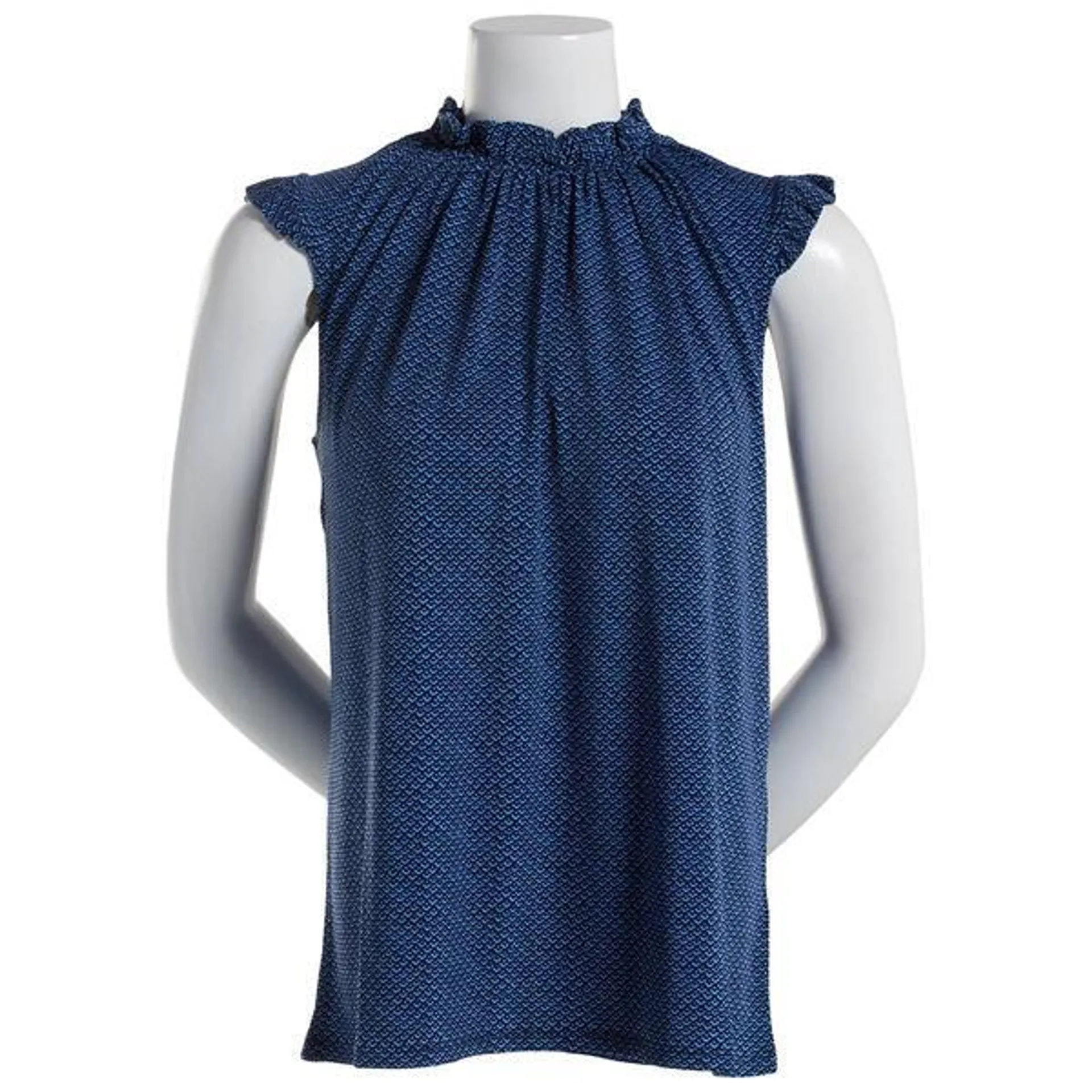 Womens Adrianna Papell Sleeveless Ruffle Mock Neck Top-NYCLBLARWG