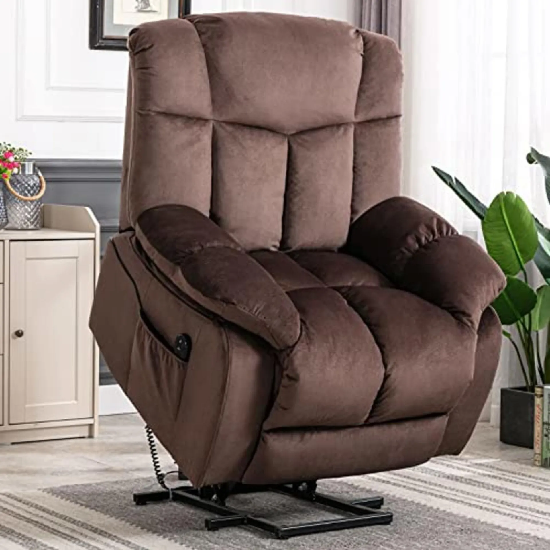 CANMOV Power Lift Electric Recliner Chair for Elderly- Heavy Duty and Safety Motion Reclining Mechanism-Antiskid Fabric Sofa for