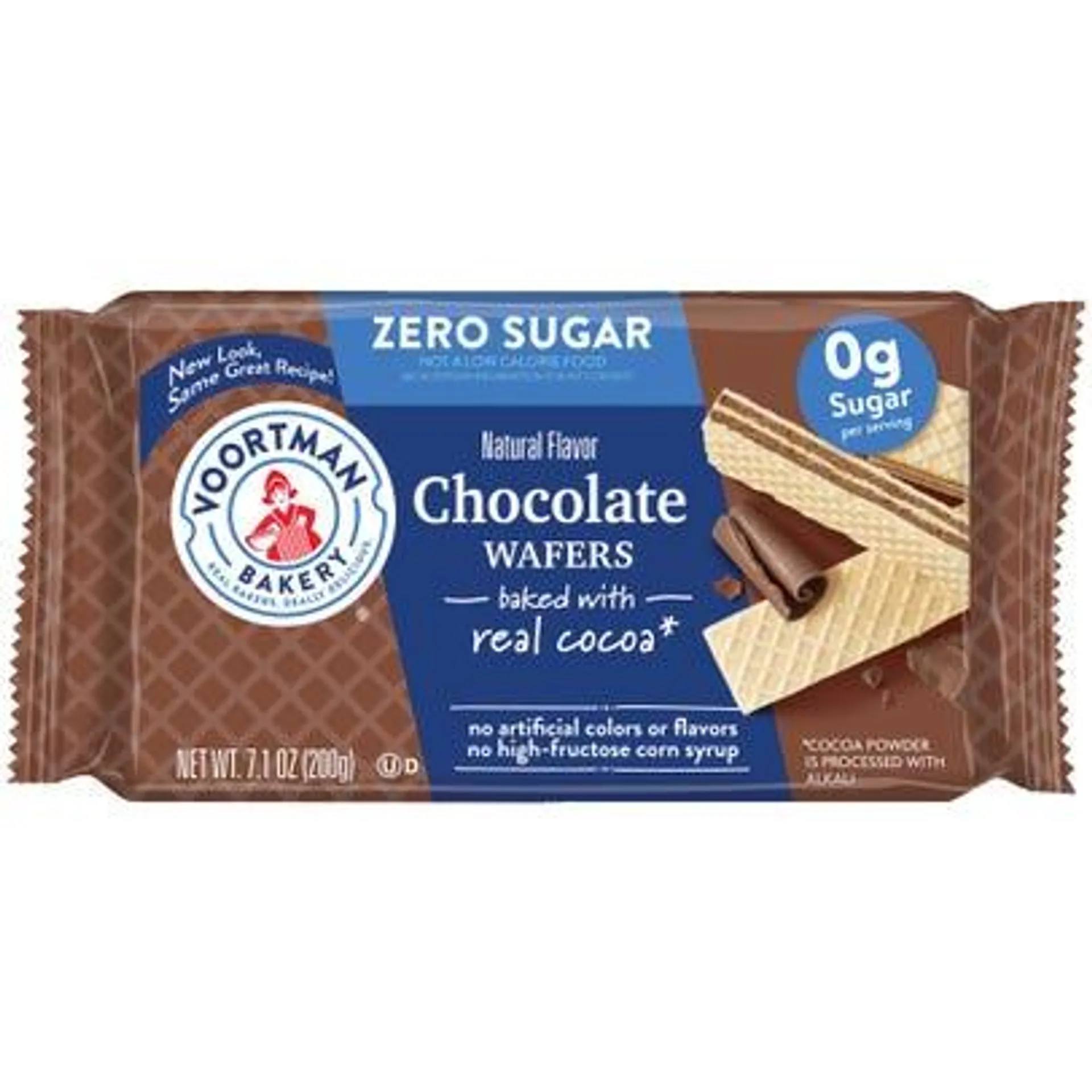 Voortman Bakery Zero Sugar Wafers - Chocolate, 7.1 oz