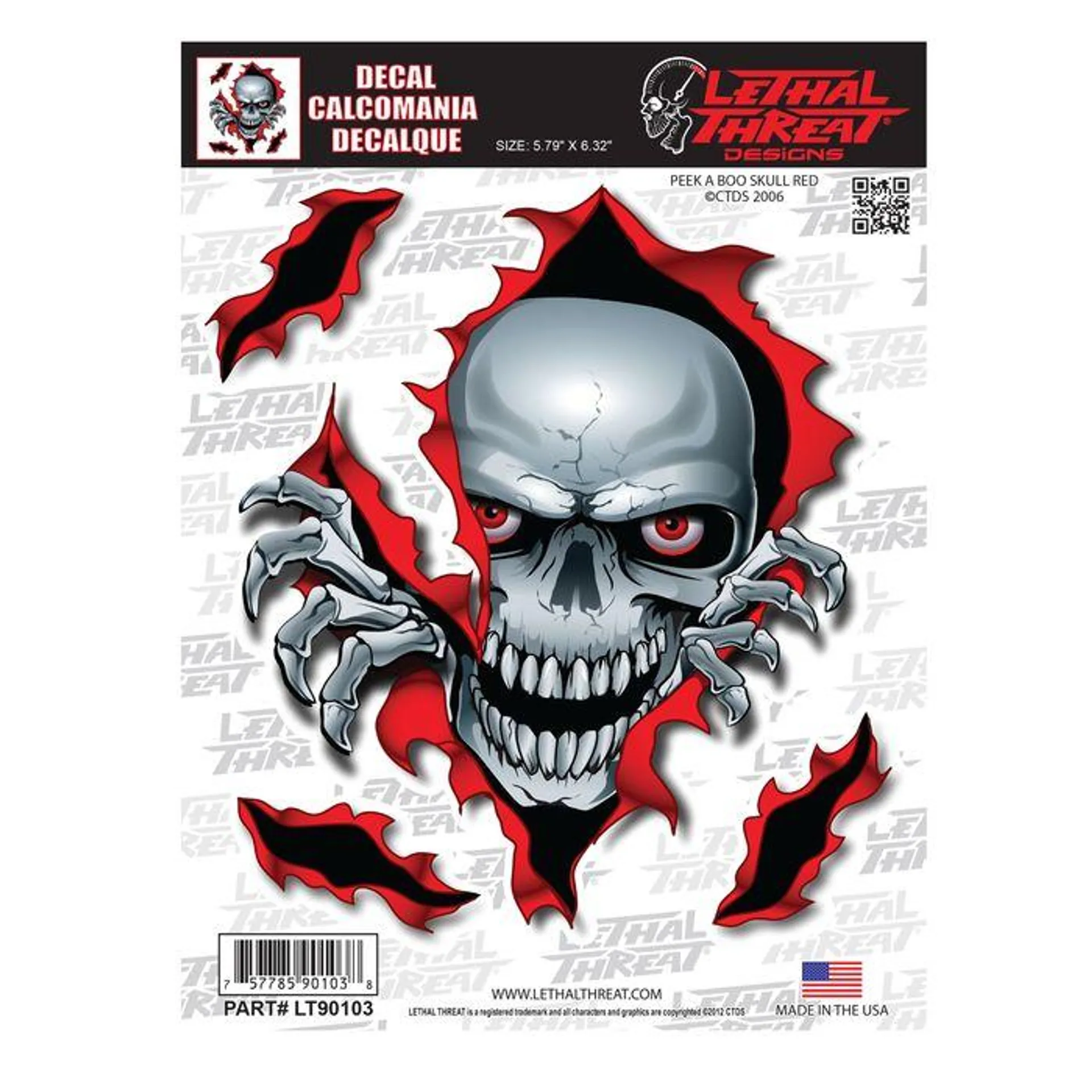 Lethal Threat Peek A Boo Skull Decal