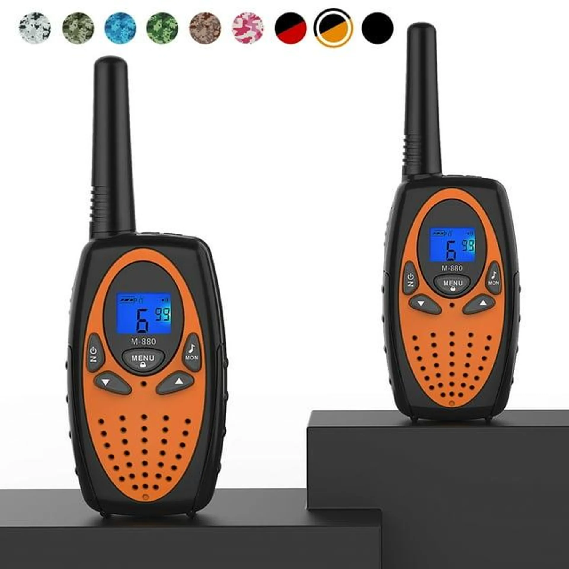 Two Way Radios for Adults, Wishouse M880 FRS Walkie Talkie Long Range 22 channels with VOX Belt Clip/Hands Free Walki Talki with Noise Cancelling (Orange 2 in 1)