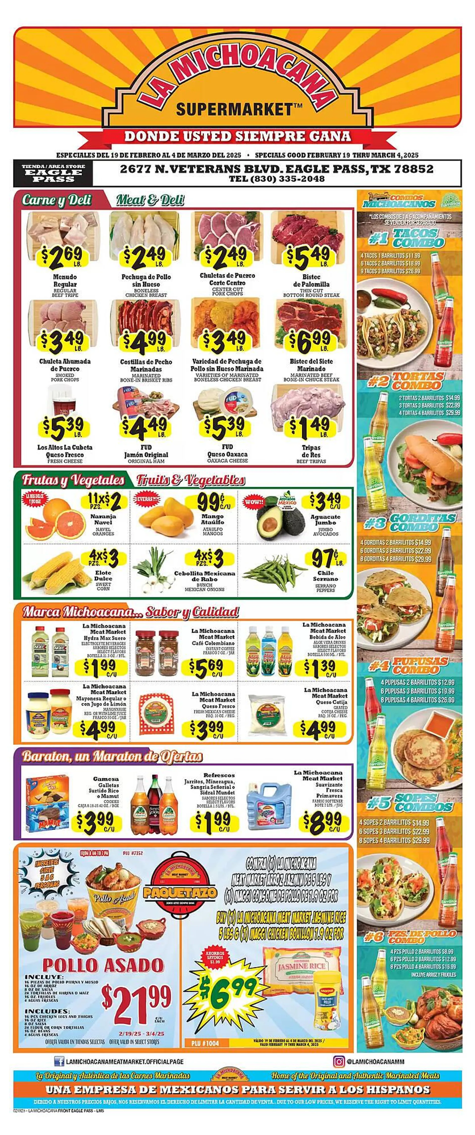 Catálogo de La Michoacana Weekly Ad 19 de febrero al 4 de marzo 2025 - Página 1