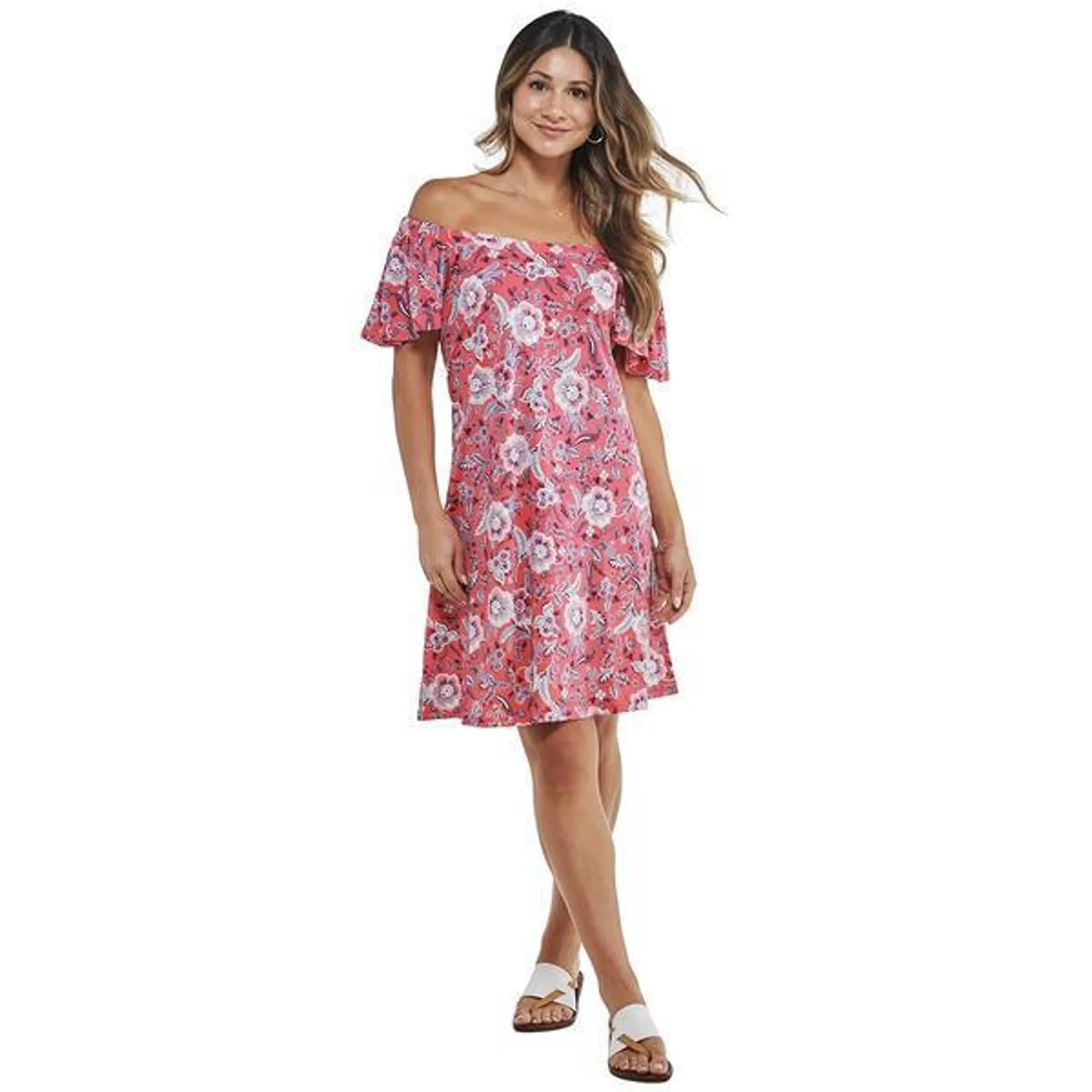 Womens Robbie Bee Off Shoulder Floral Shift Dress