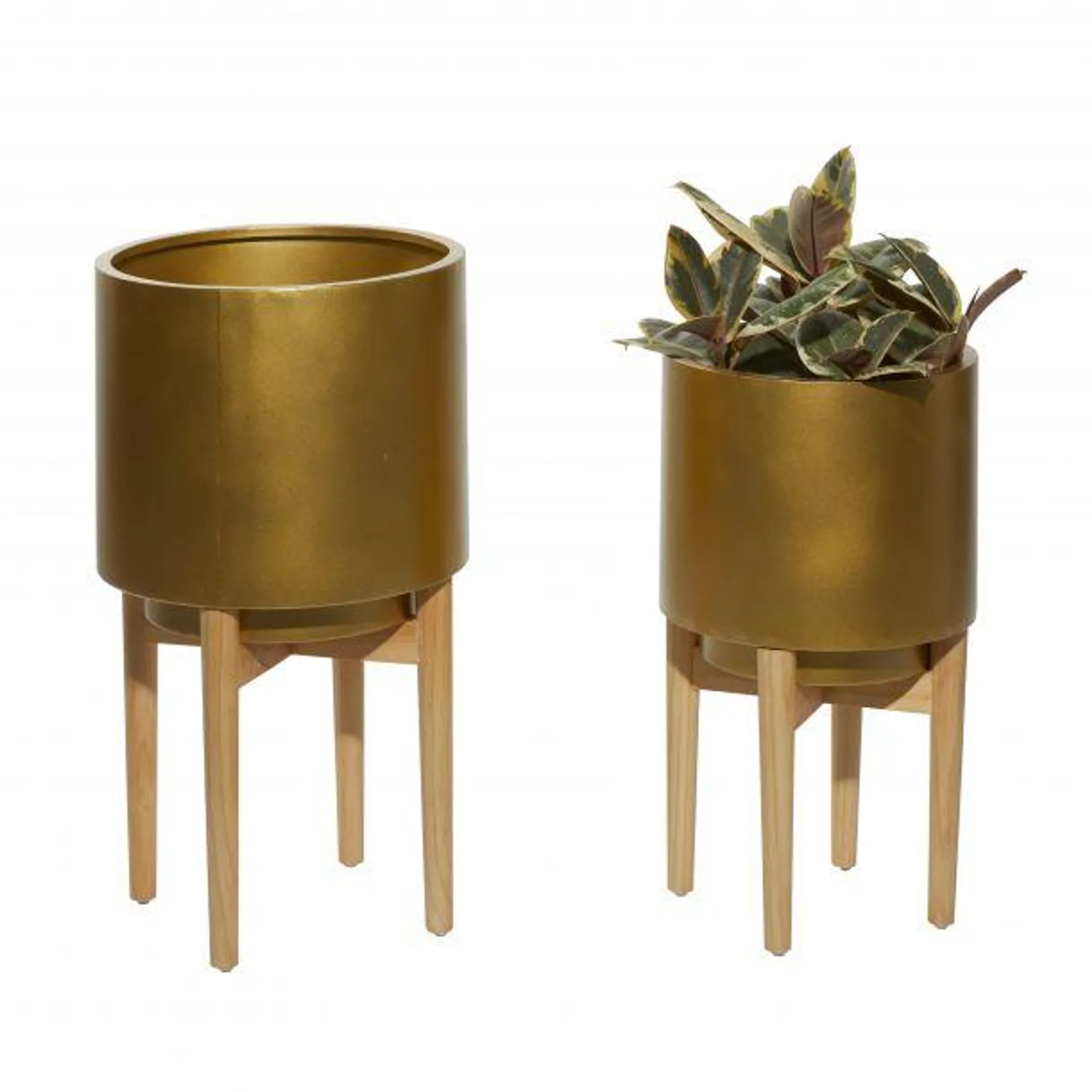 CosmoLiving by Cosmopolitan Set of 2 Gold Metal Planter 24", 20"H