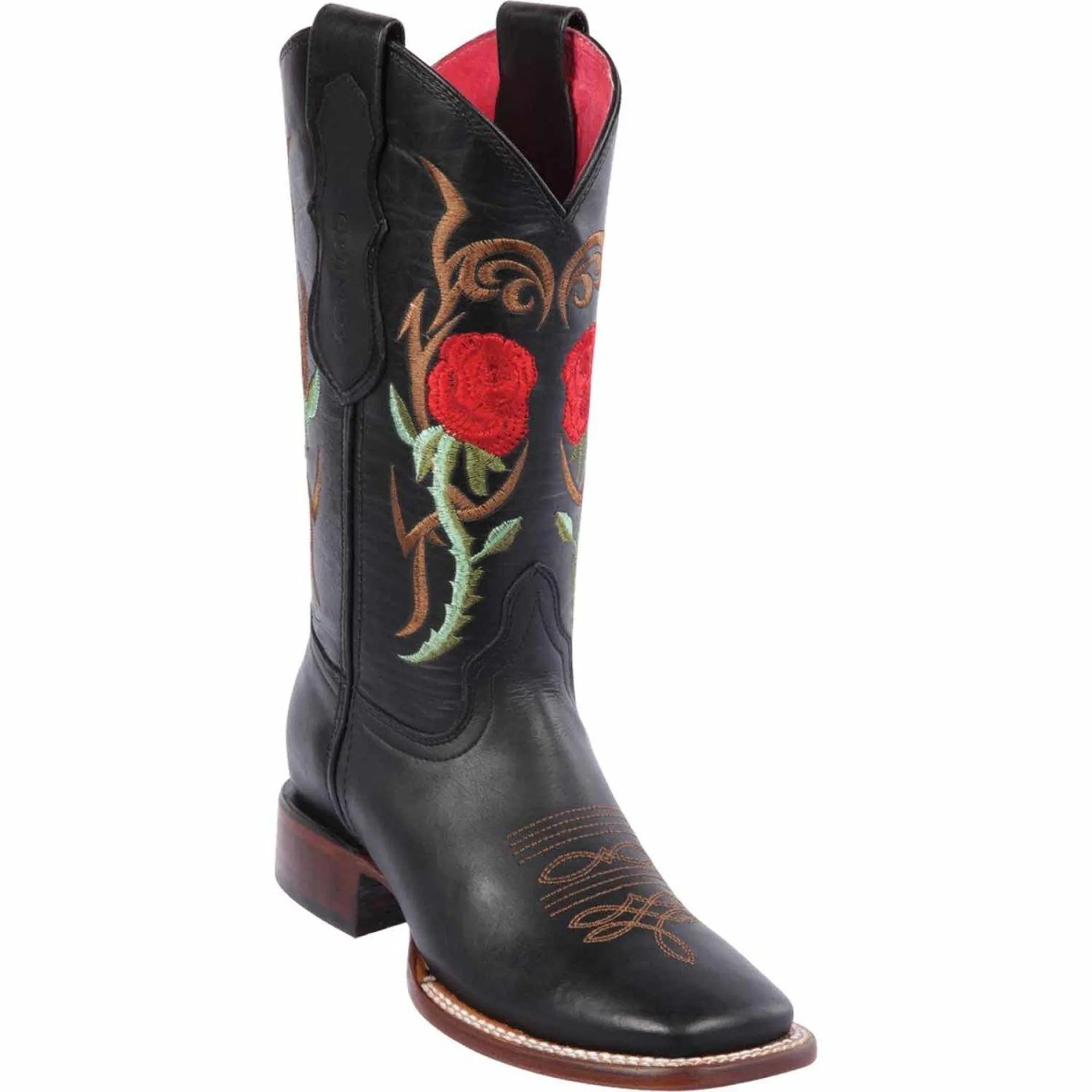 Botas de Cuero con Flores para Mujer en Horma Rodeo Q322R6205