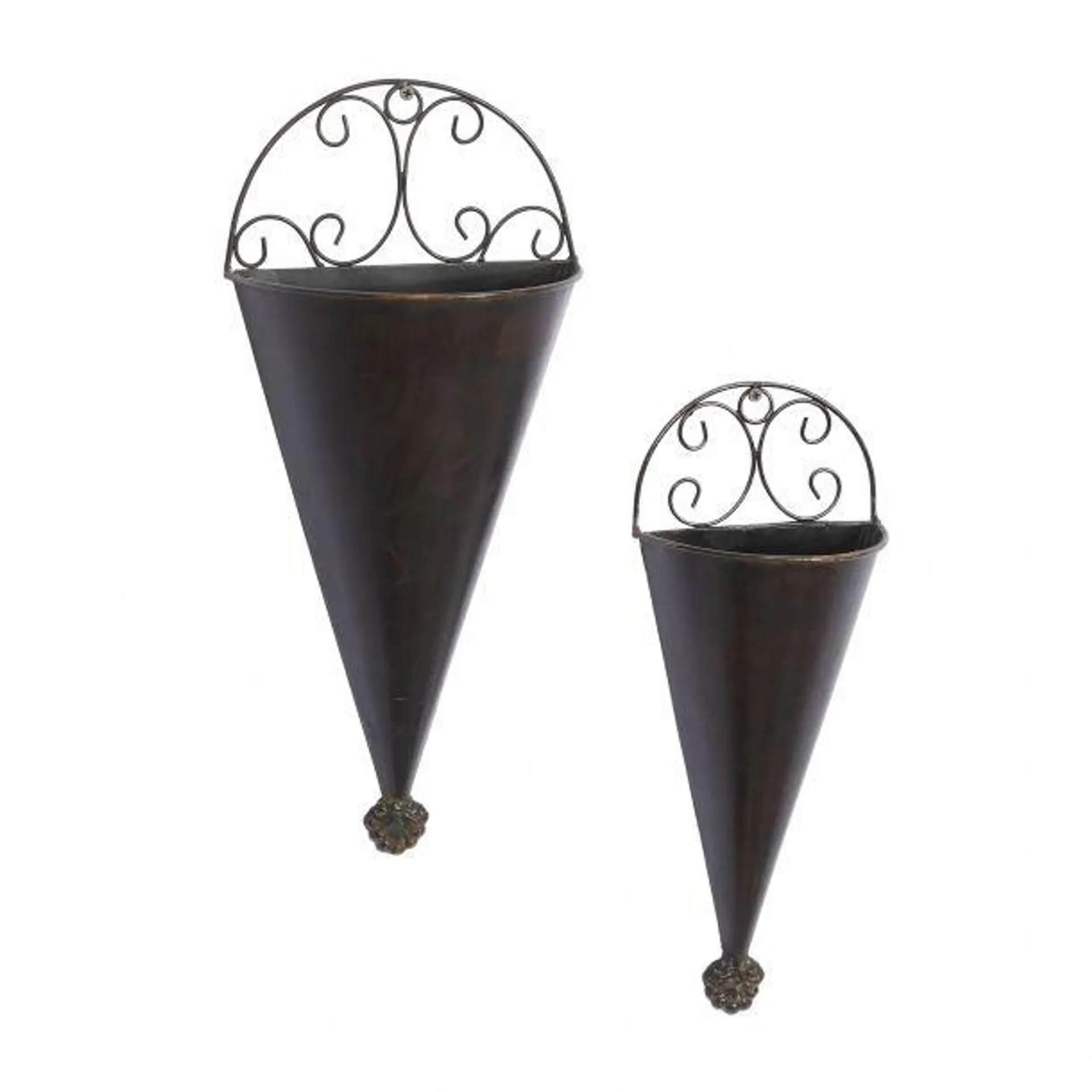 Marisol + Daisy Rustic Metal Cone Wall Planter (Set of 2) - Black