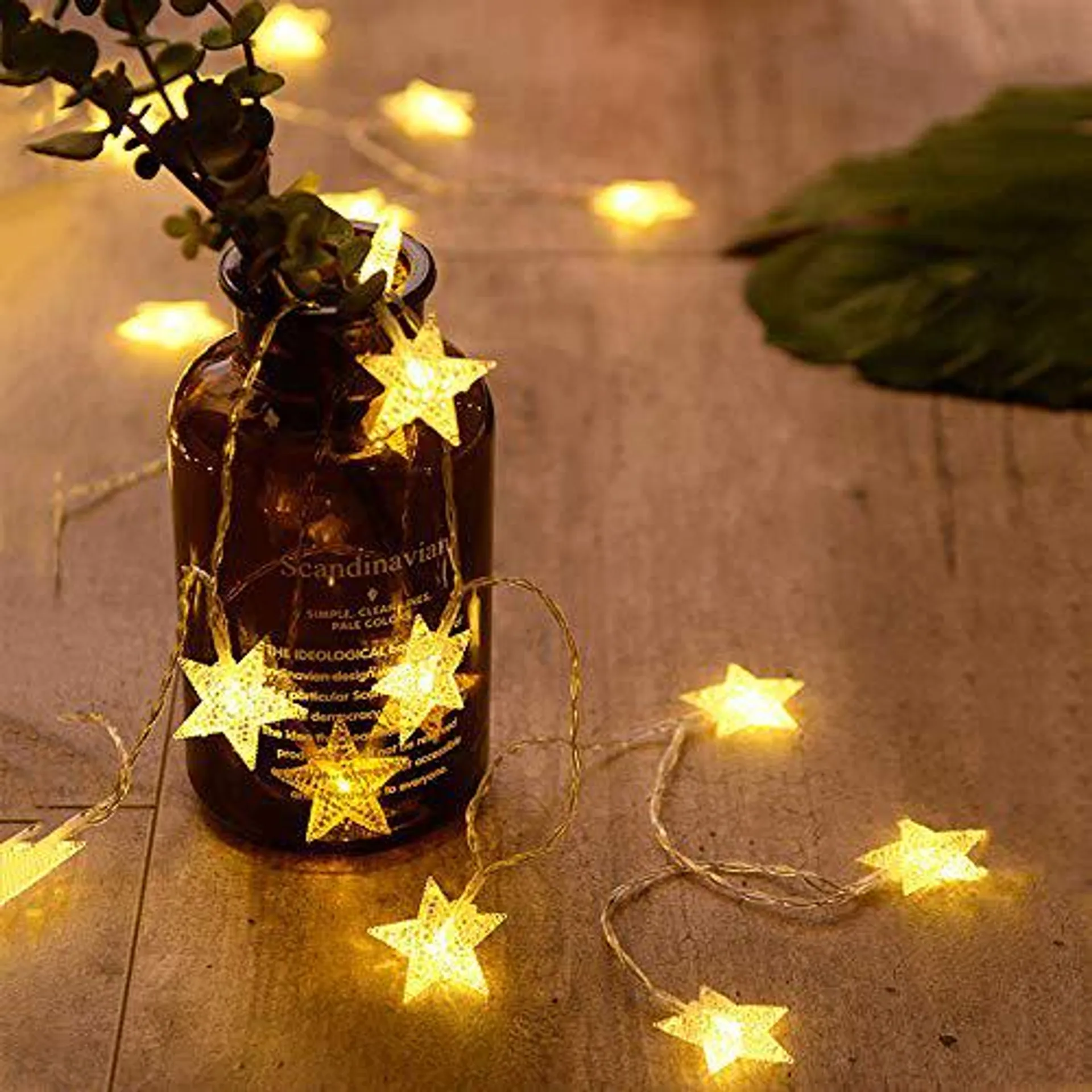 ANJAYLIA 20 LED Star String Lights 10 FT Fairy Christmas Lights Battery Operated for Indoor & Outdoor, Party, Wedding and Holida