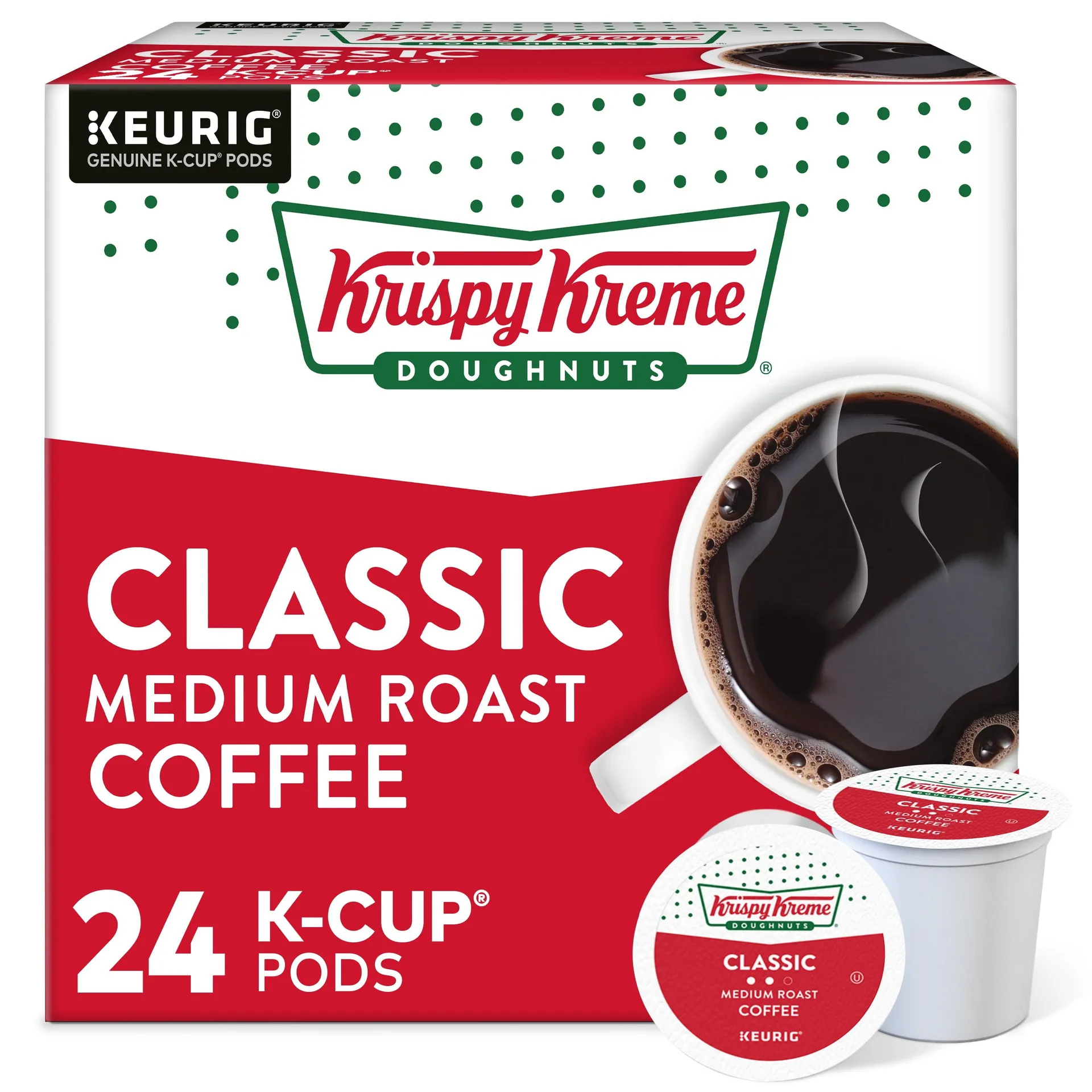 Krispy Kreme Classic Coffee, Medium Roast K-Cup Coffee Pods, 24 Count