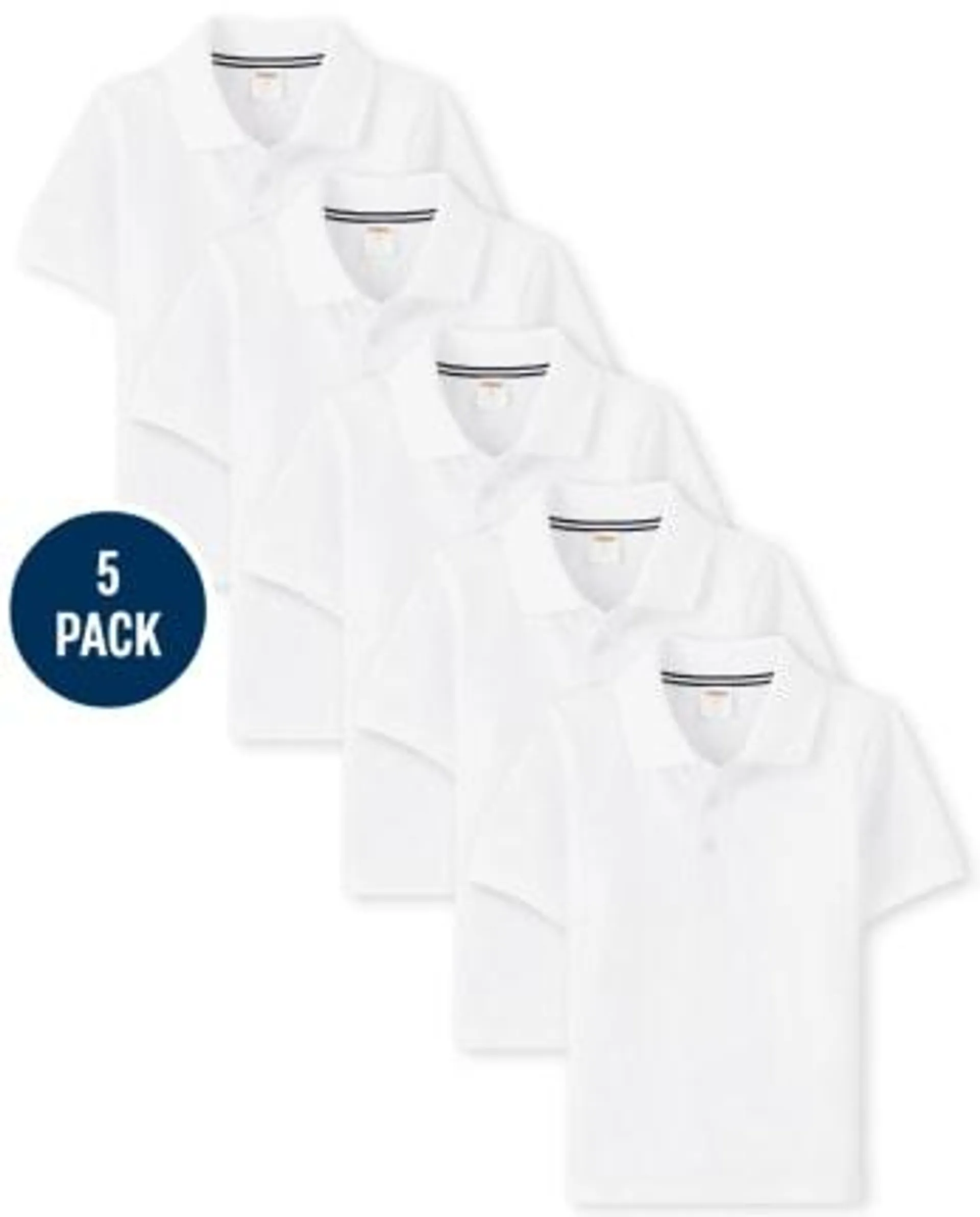 Boys Polo with Stain Resistance 5-Pack - Uniform - white