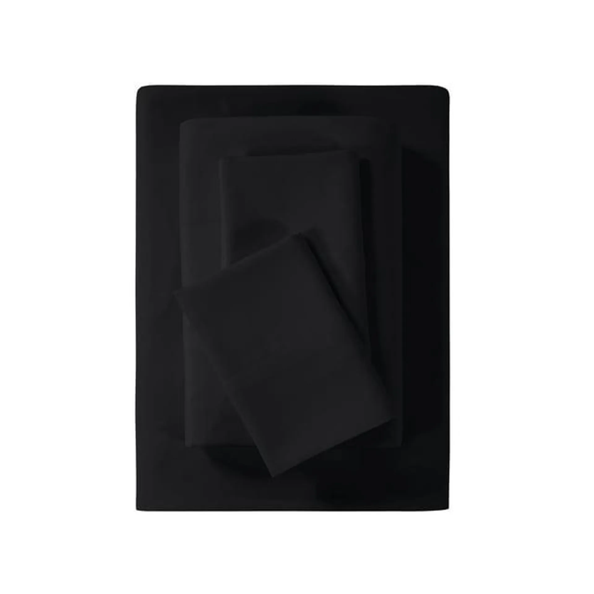 Mainstays Super Soft Brushed Microfiber Bed Sheet Set, Full, Rich Black, 4 Piece