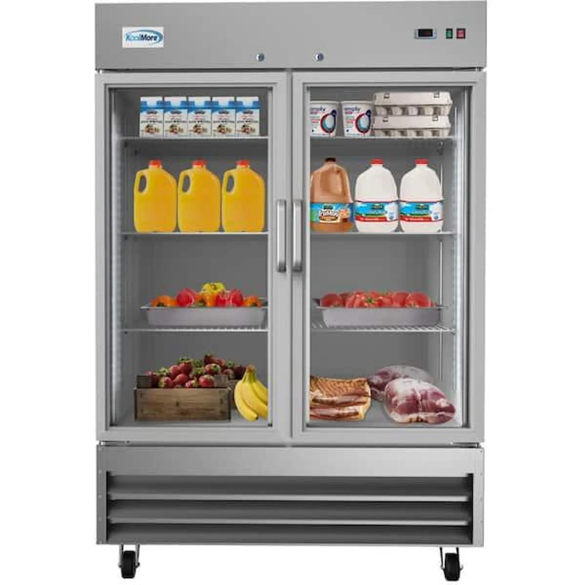 54 in. 47 cu. ft. Commercial 2-Glass Door Reach In Refrigerator in Stainless Steel