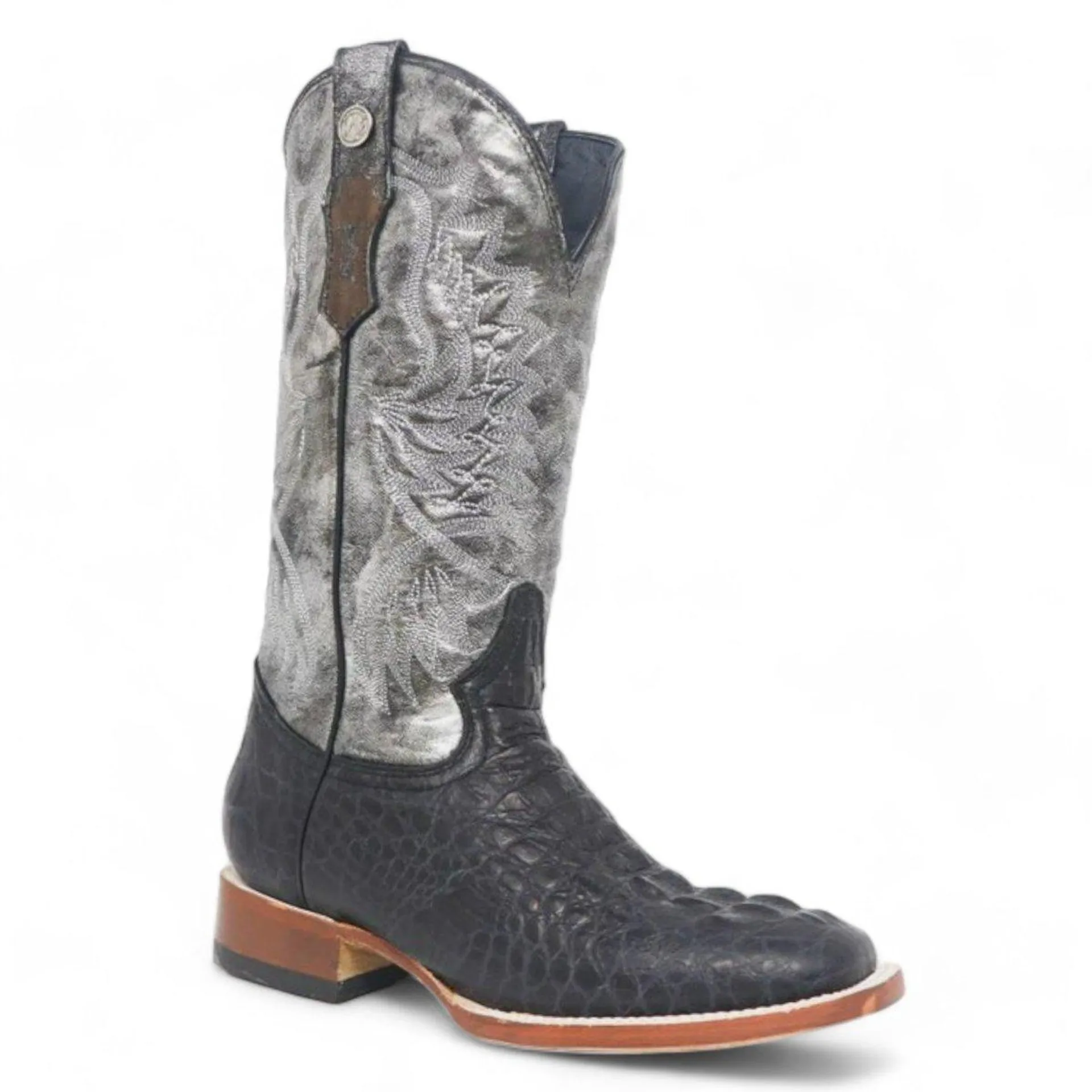 Tanner Mark Women's Amberlyn Print Caiman Hornback Square Toe Boots Black