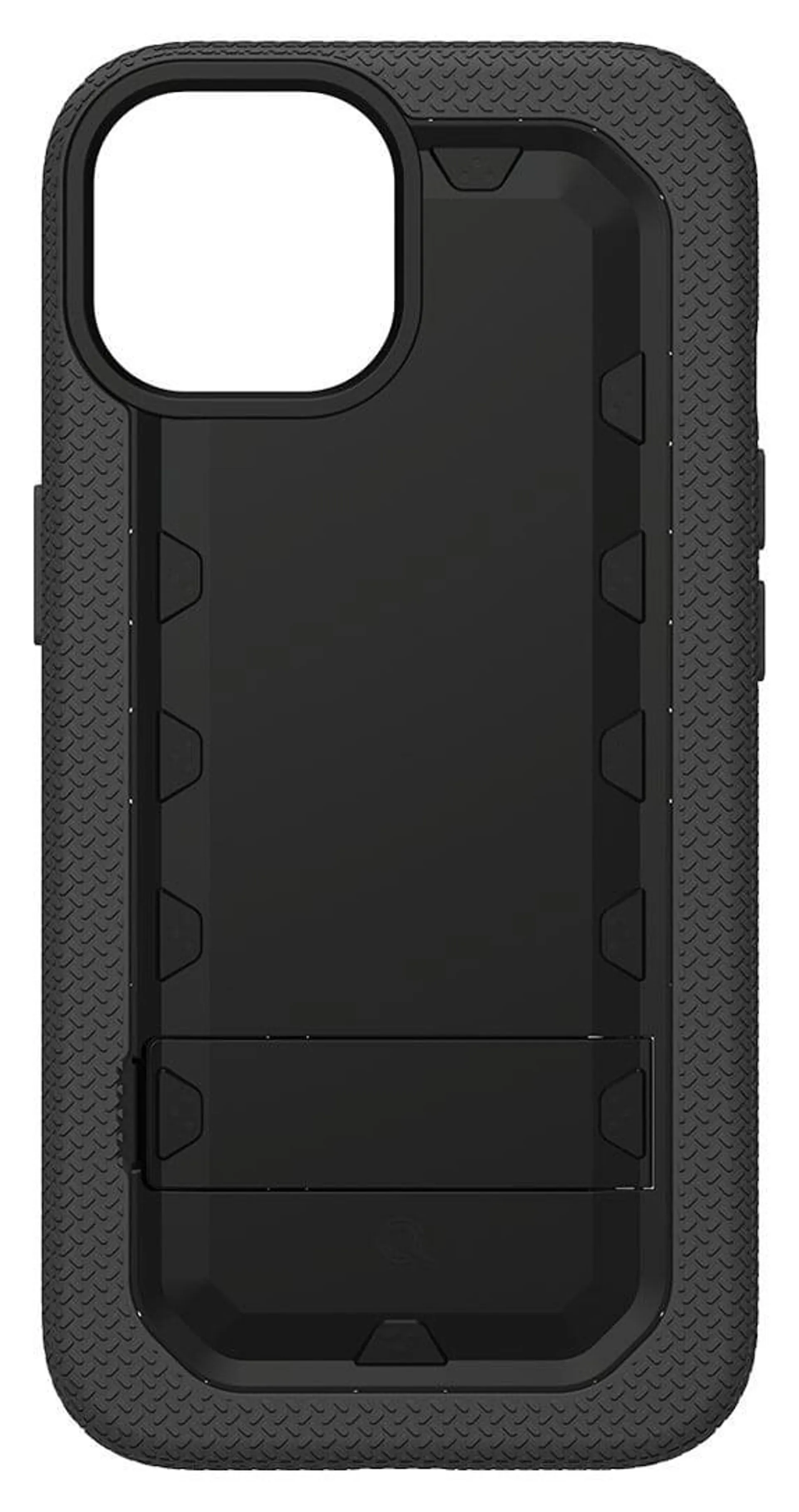 Estuche con Soporte y Funda de Doble Capa Quikcell para iPhone 15 Grand ADVOCATE - Negro Armadura