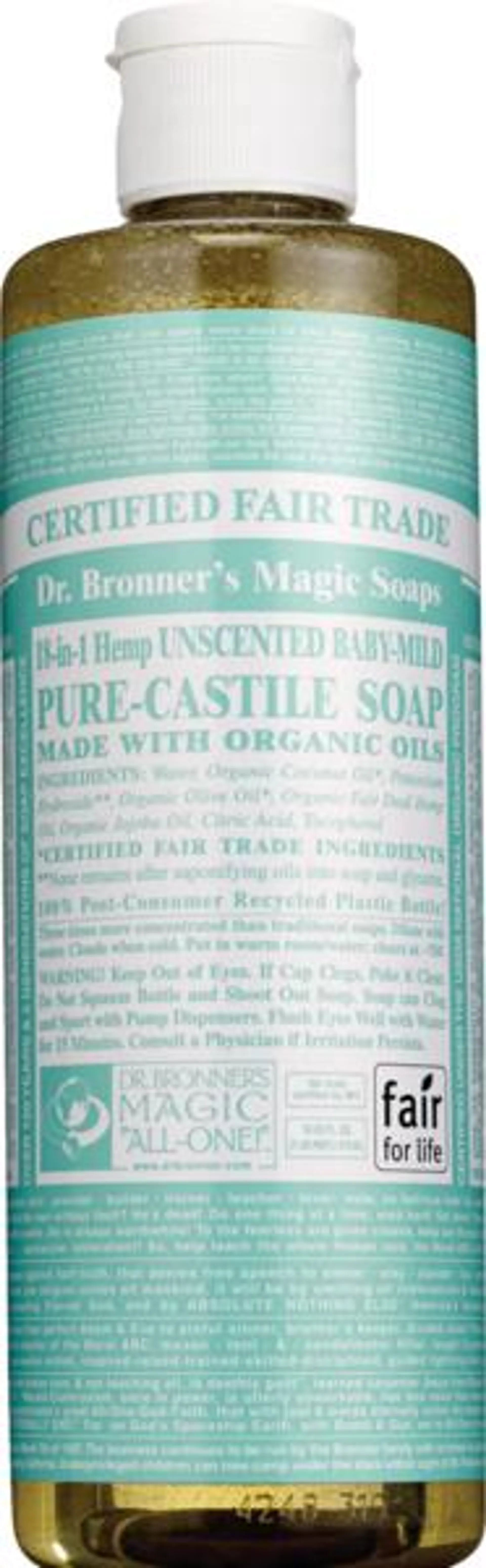 Dr. Bronner's Magic Soaps - Jabón líquido puro de castilla, suave para bebés, sin perfume, 16 oz