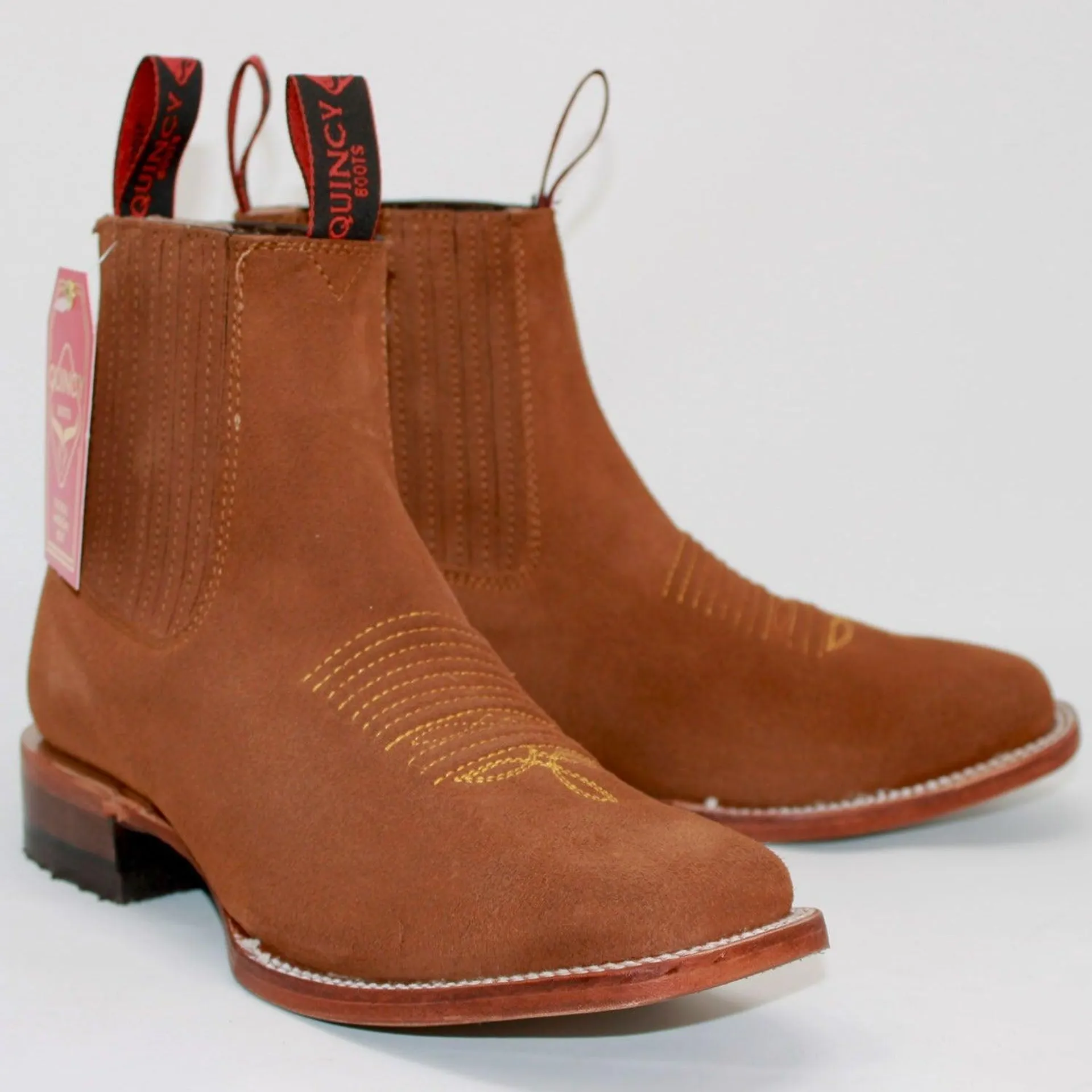 Botines Charros de Gamuza Punta Cuadrada para Mujer Quincy Q82BJ6350