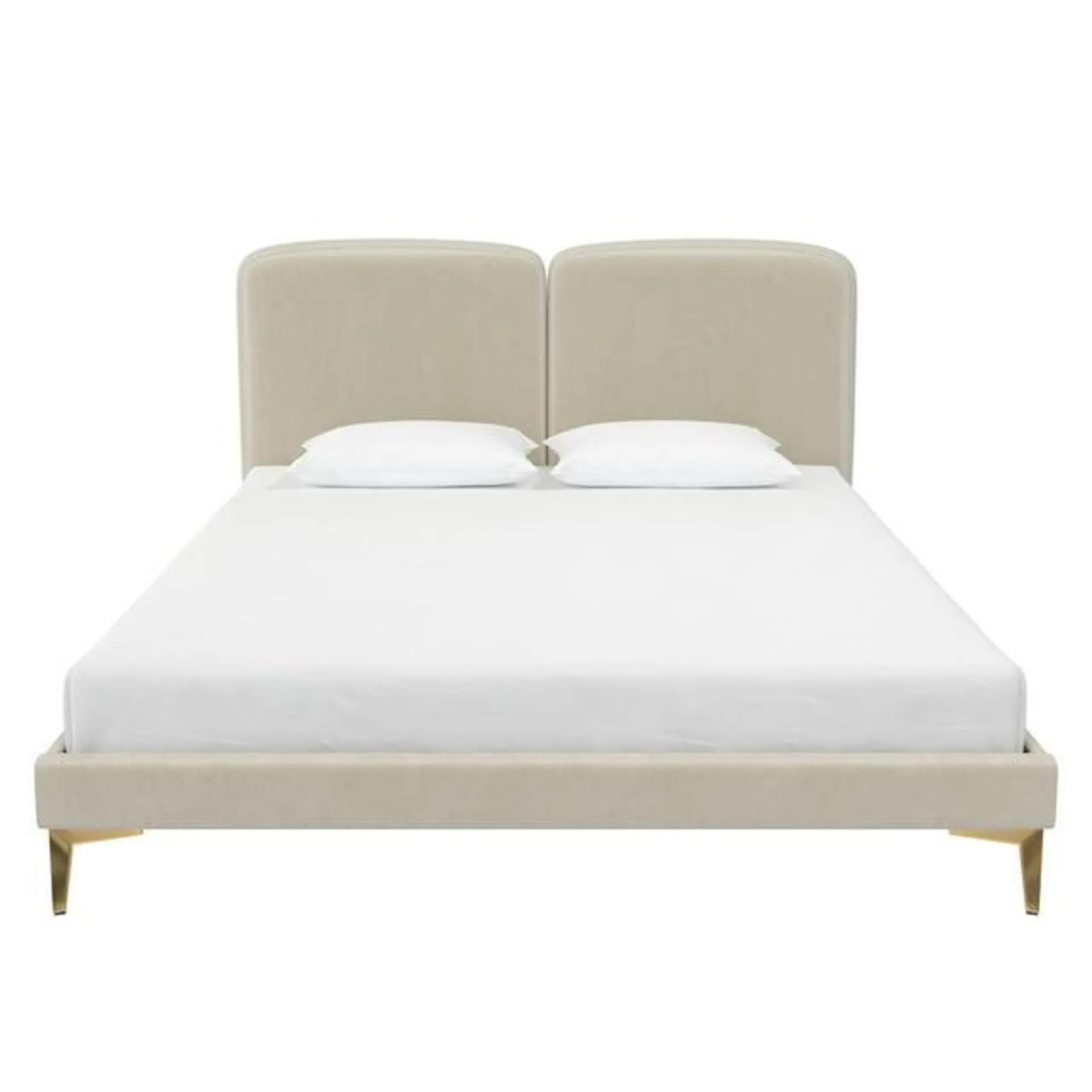 CosmoLiving by Cosmopolitan Coco Upholstered Bed Frame, Queen, Ivory Velvet